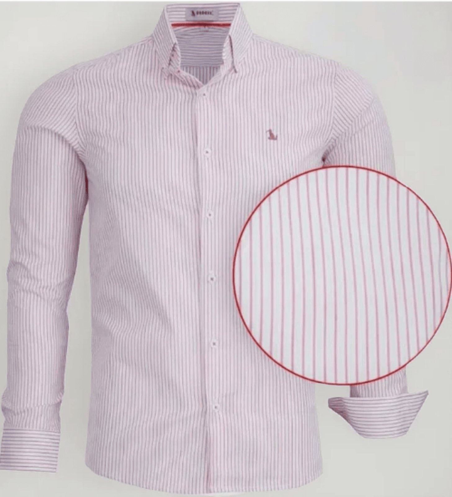 Imagem principal Camisa Social Amil Slim Rezon Listrada Algodão Macia Manga Longa Luxo Amil vermelho