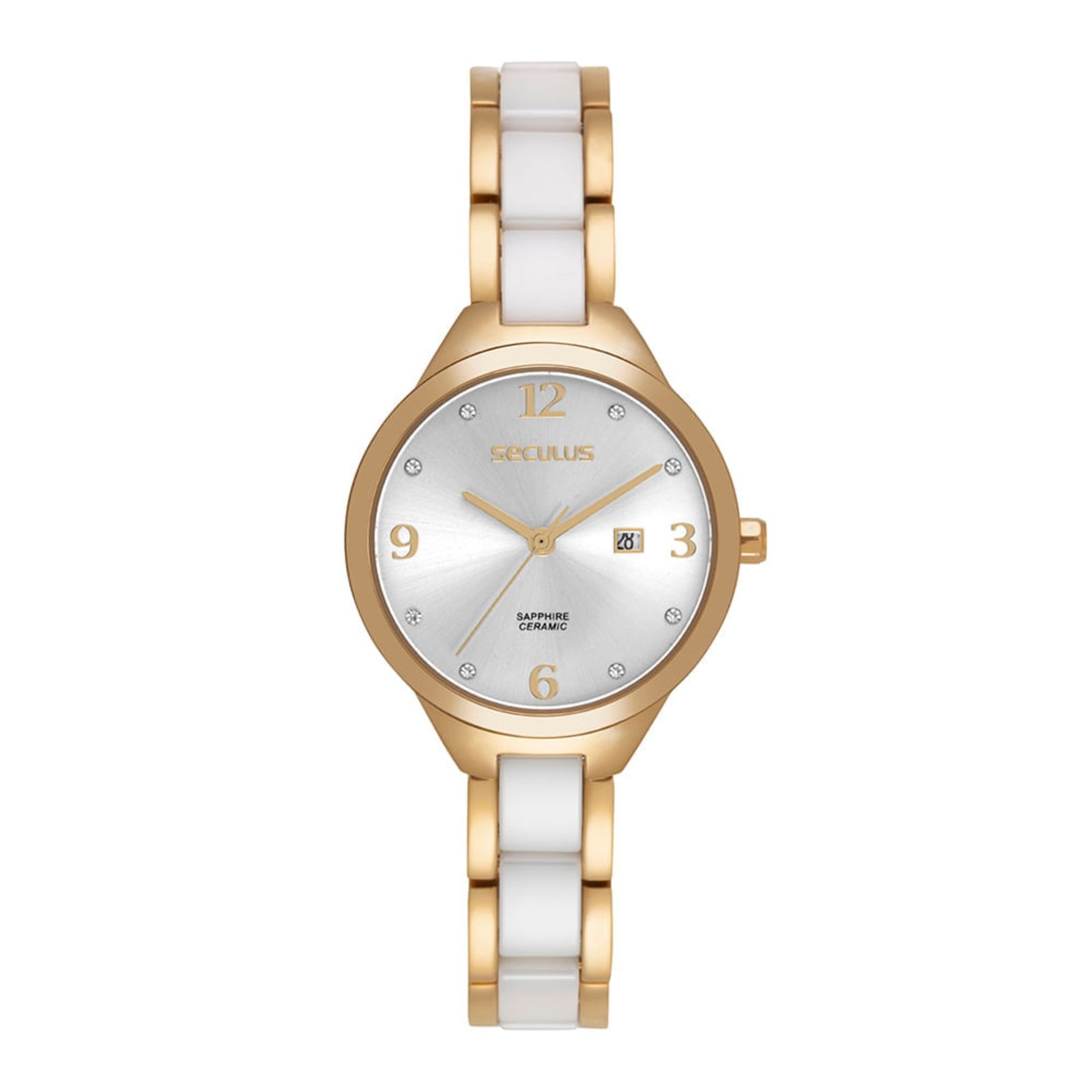 Imagem principal Relógio Feminino Aço bicolor Calendário Joalheria Seculus dourado