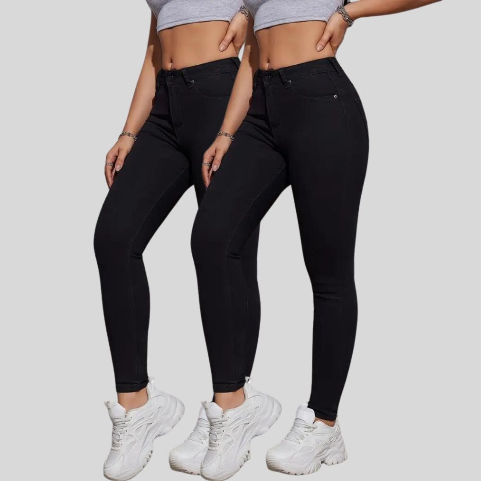 Imagem principal Kit 2 Calça Jeans Feminina Tex Jeans Cintura Alta Skinny com Elastano Preta TEX JEANS azul