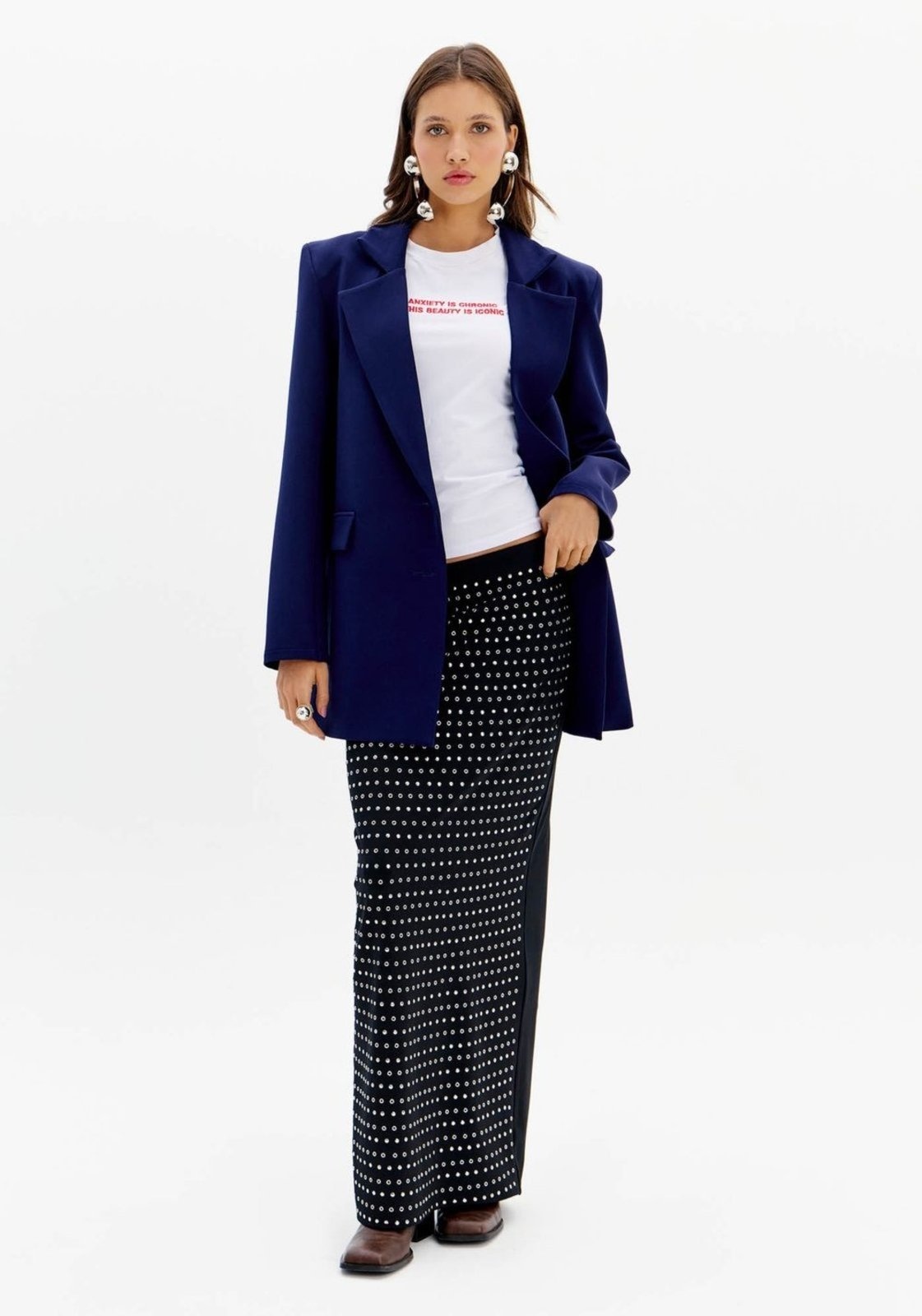 Imagem principal Saia Midi com Brilhos e Fenda My Favorite Things preto