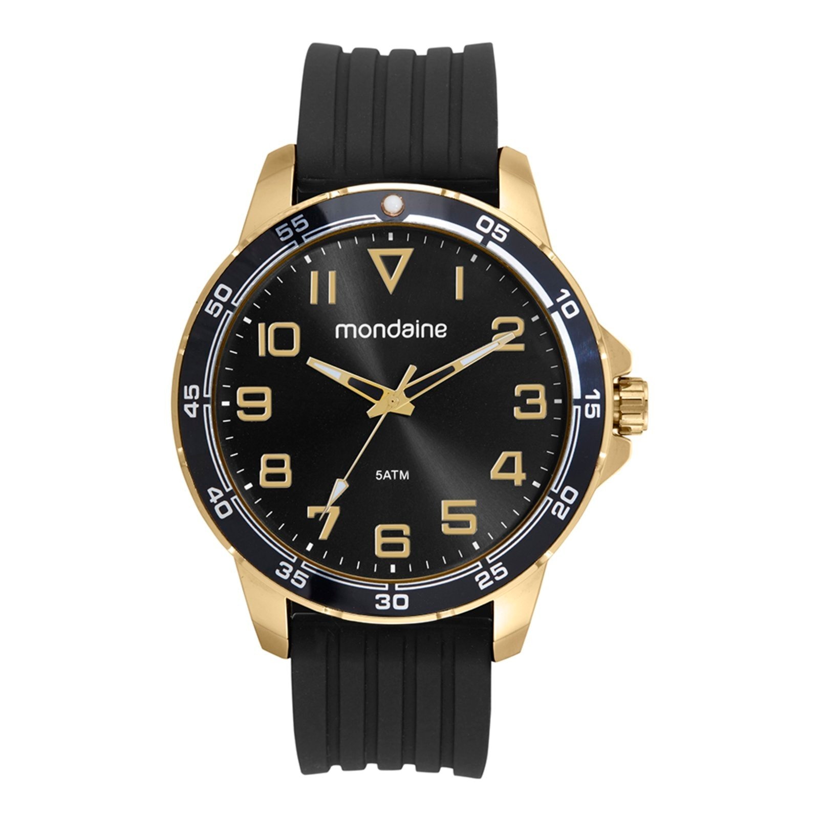 Imagem principal Relógio Masculino Esportivo Silicone Dourado Mondaine preto