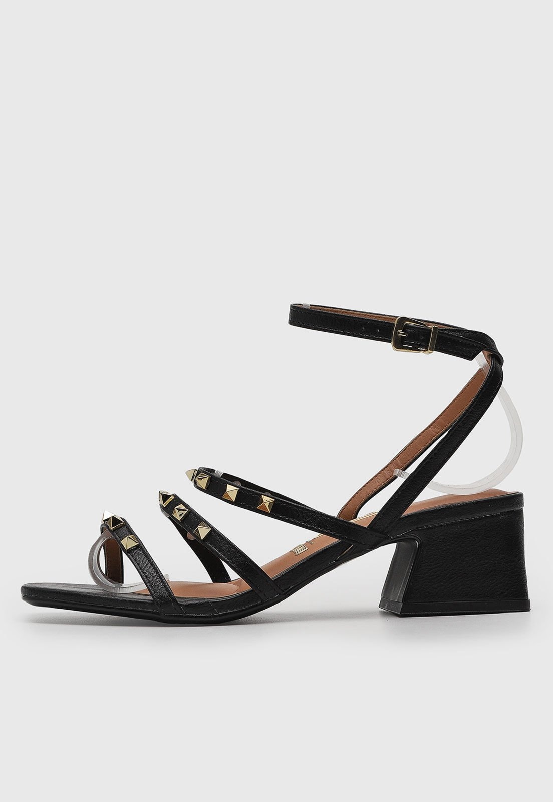 Imagem principal Sandália Feminina Vizzano Salto Baixo Detalhes Pirâmide Preta VIZZANO preto