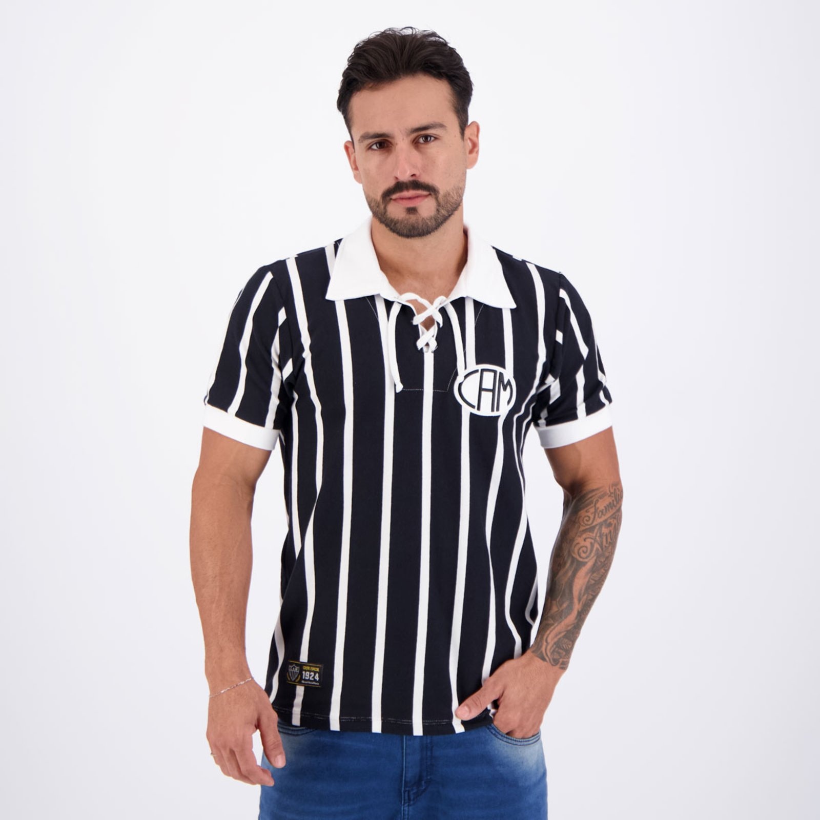 Imagem principal Camisa Atlético Mineiro Retrô 1924 Cordinha Retrômania preto