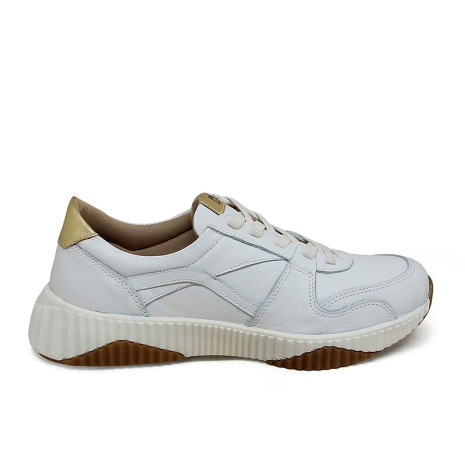 Imagem principal Tênis Sky Couro Roma Gelo Ouro - SKY001 Perlatto branco