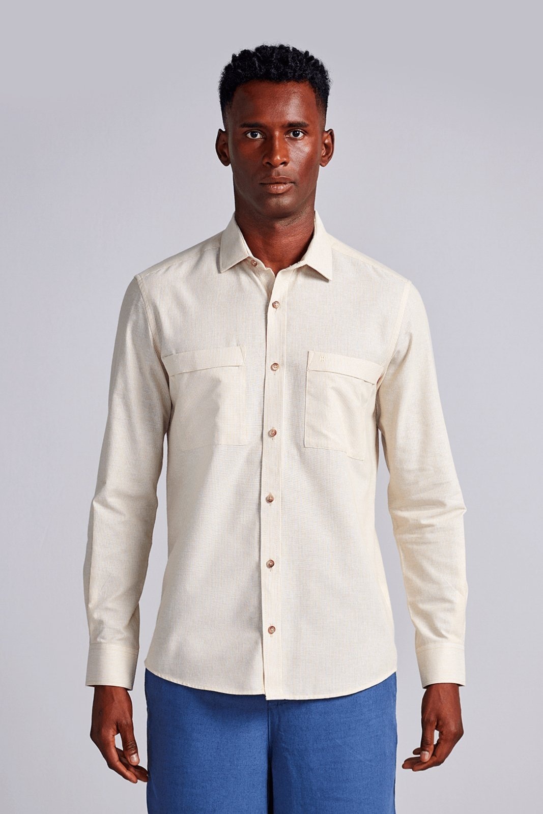 Imagem principal HIGHSTIL Camisa com Bolso Comfort Listrada -Branco HIGHSTIL amarelo