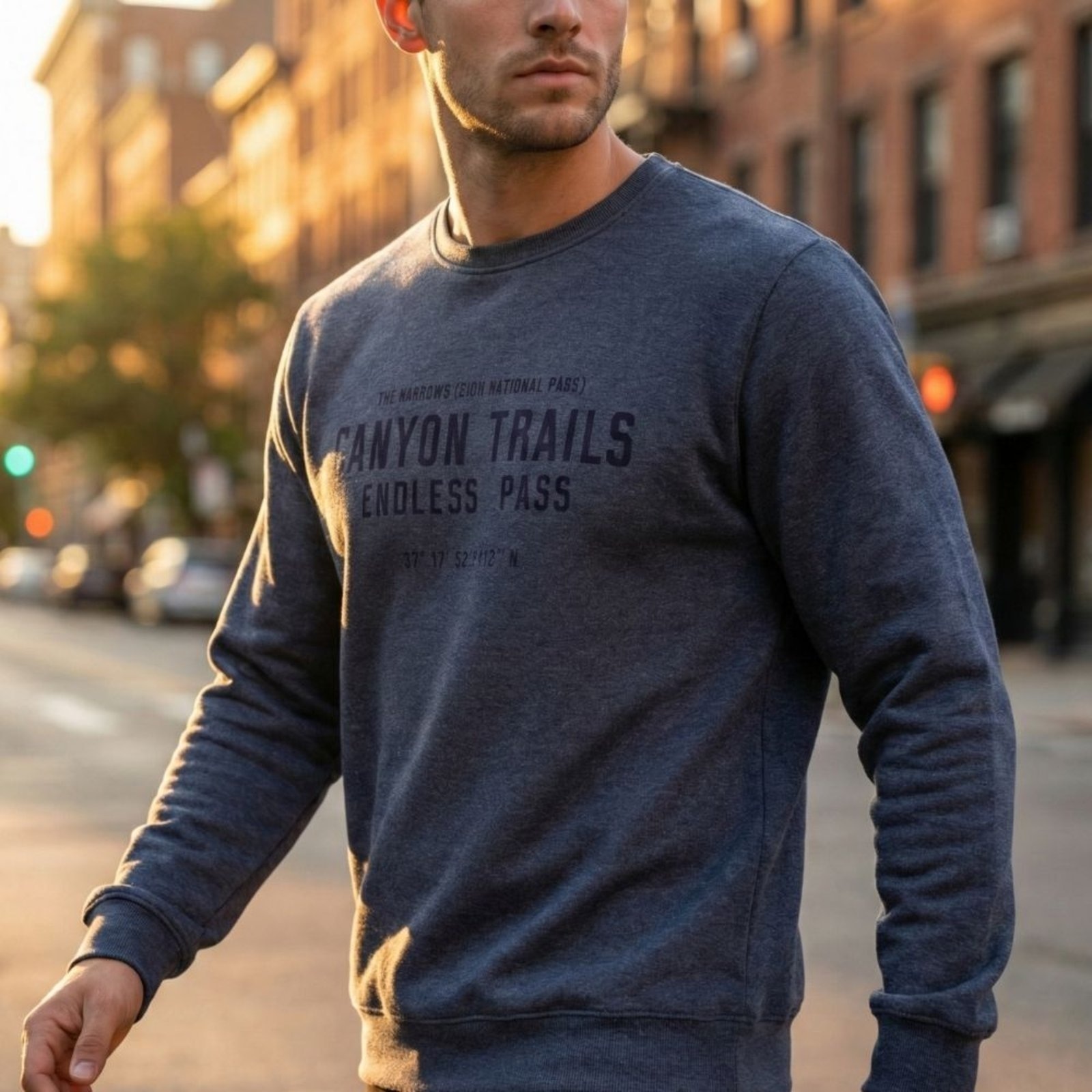 Imagem principal Moletom Masculino Desayner Estampa Frontal Marinho Mescla Desayner azul marinho