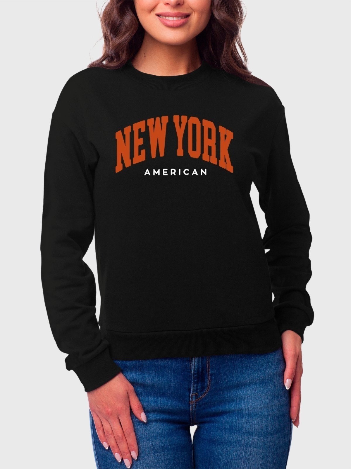 Imagem principal Moletom Gola Redonda Feminino Flanelado Estampa New York Benellys preto