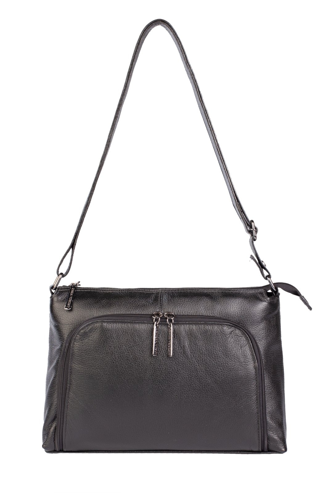 Imagem principal Bolsa de couro liso metais grafite tiracolo Ninna Andrea Vinci preto