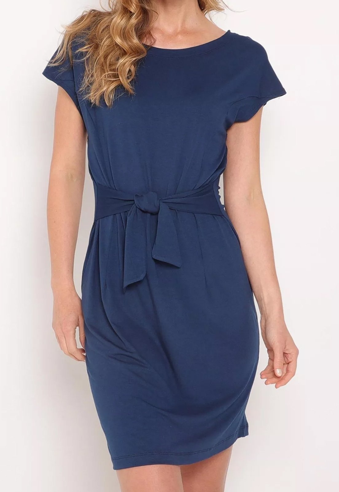 Imagem principal Vestido Viscolycra Maria Paes Marinho com Detalhe Maria Paes azul marinho