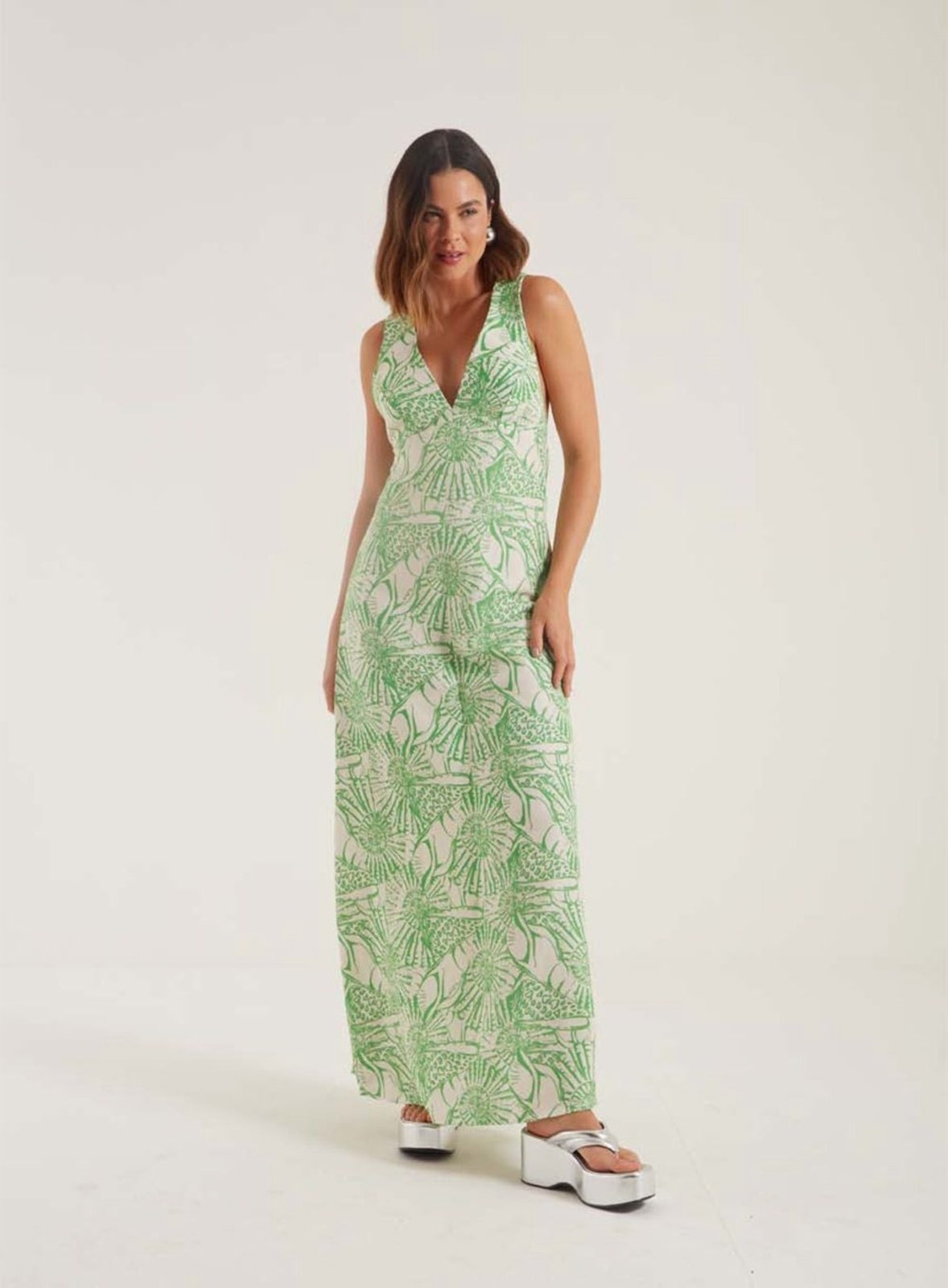 Imagem principal Vestido Linho Estampado Triton Triton verde