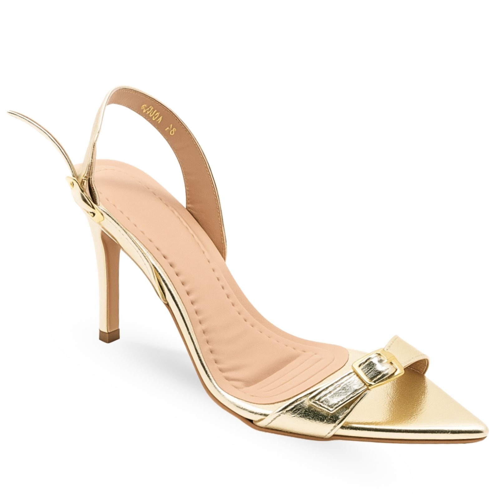 Imagem principal Sandália Feminina Alta Bico Fino Moderna e Sofisticada Ouro Light 6023 Hannah Footwear dourado