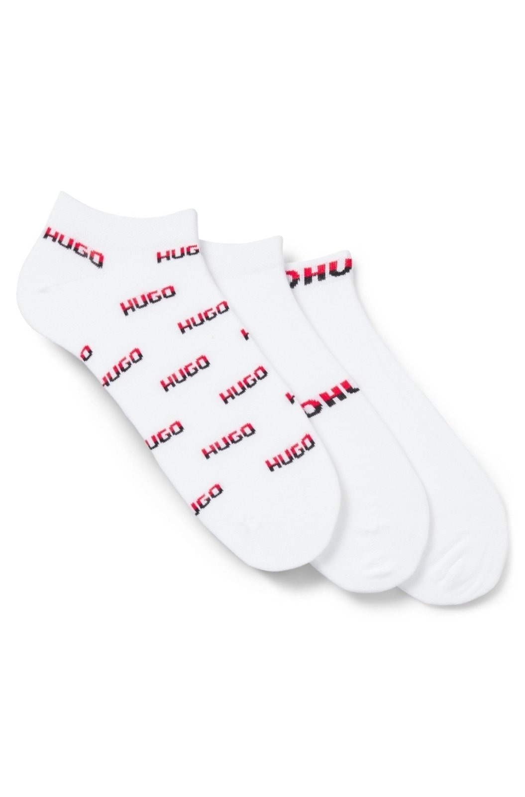Imagem principal Conjunto De Três Pares De Meias Na Altura Do Tornozelo Com Logo HUGO branco