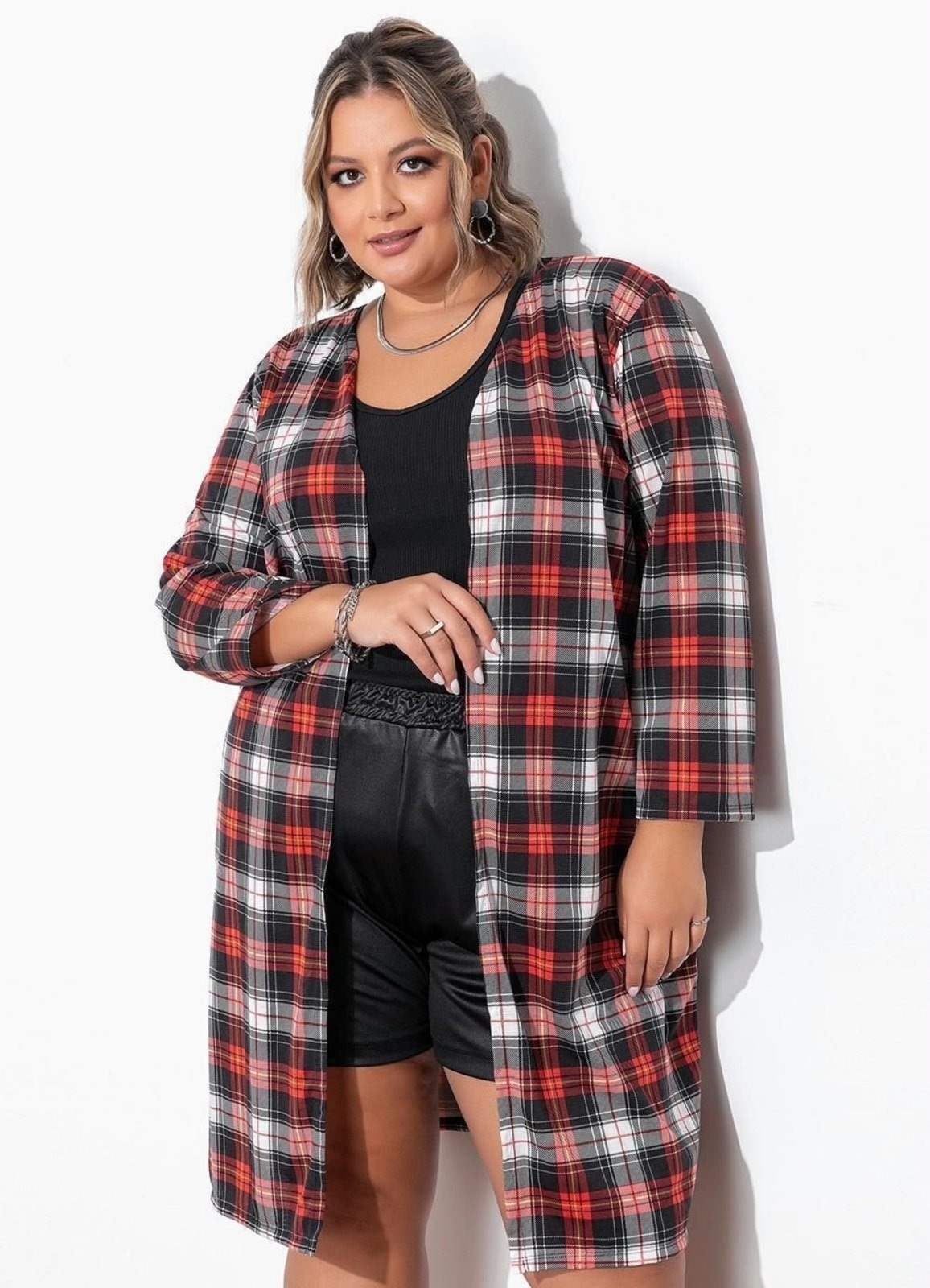 Imagem principal Cardigan Plus Size Xadrez Marguerite roxo