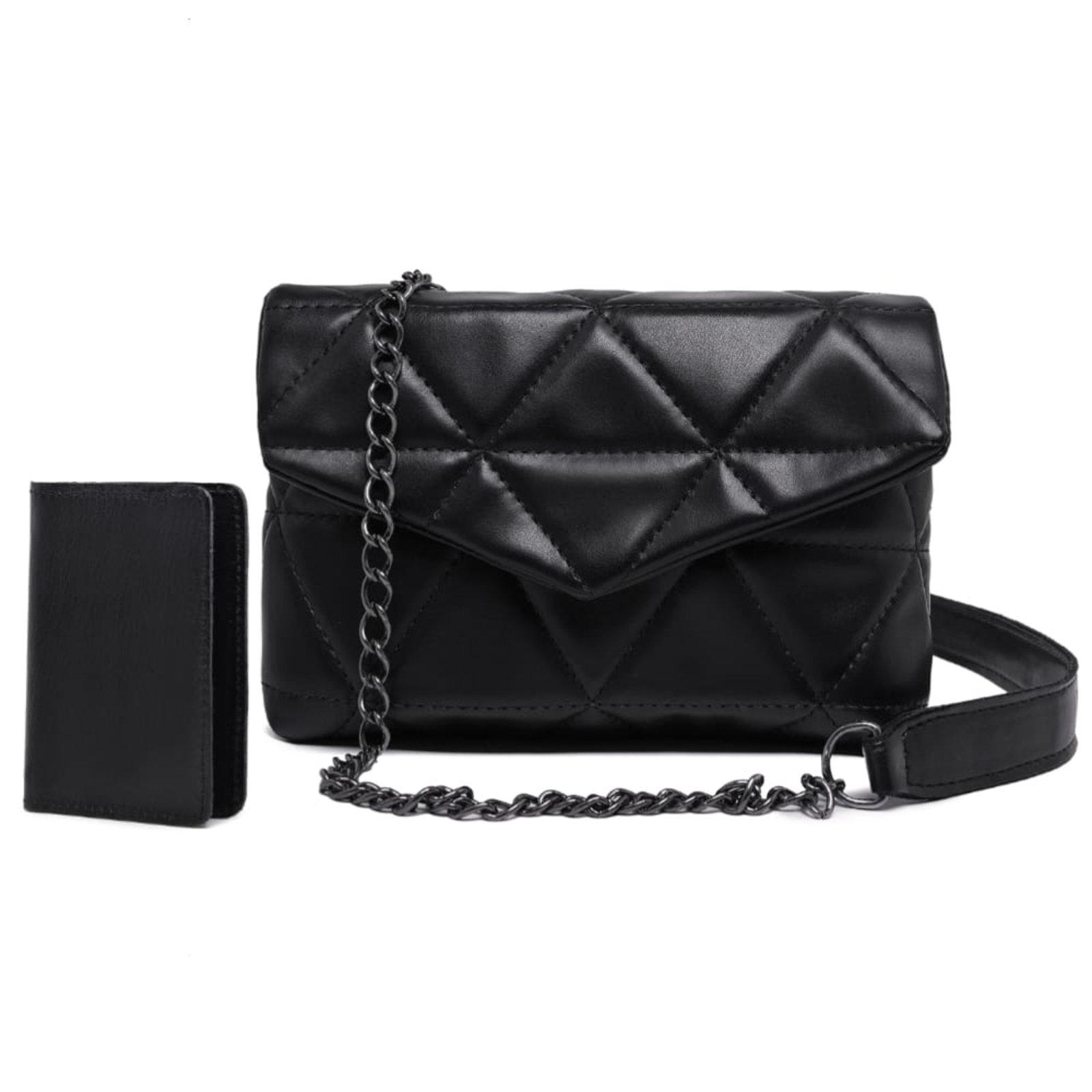 Imagem principal Bolsa Preta Clutch Elegante Bordado Triangulo Alça Tiracolo Ombro Moda Feminina Festa Noite E Carteira CARMELO SHOES preto