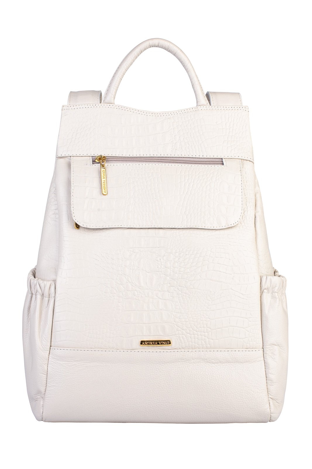 Imagem principal Mochila antifurto de couro croco Suelen - Marfim Andrea Vinci caramelo