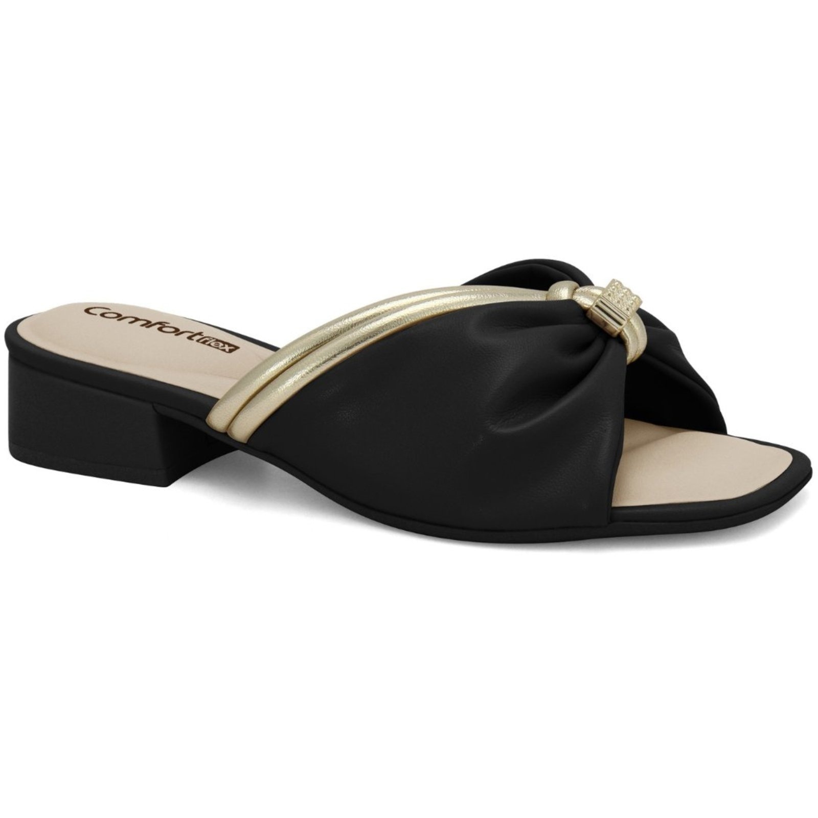 Imagem principal Tamanco Feminino Salto Grosso Comfortflex 2555302-2 Comfortflex preto