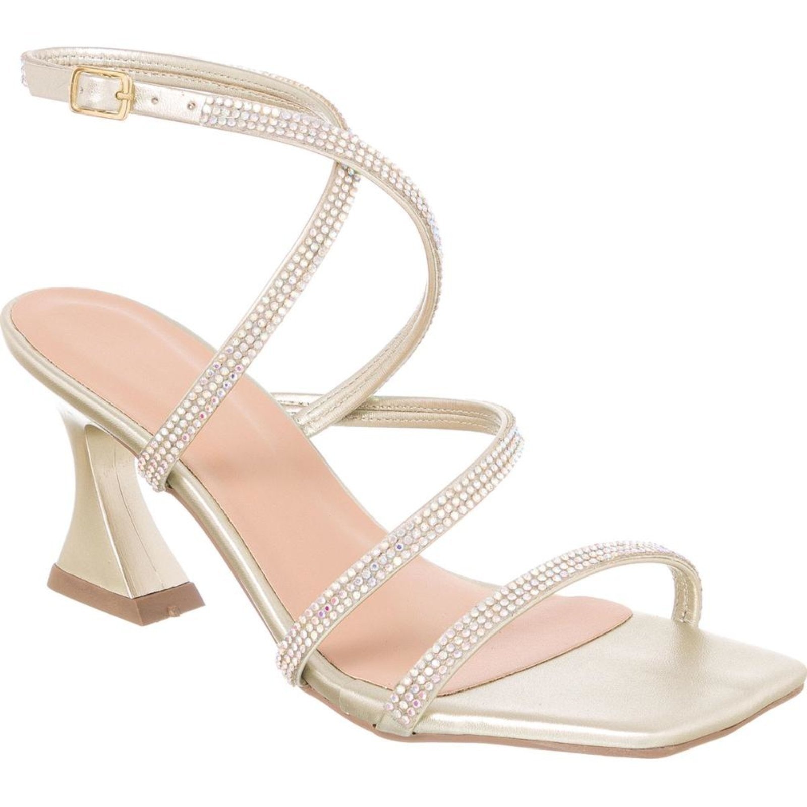 Imagem principal Sandália Feminina Salto Brilho Strass Promoção Dourada Stessy Shoes dourado