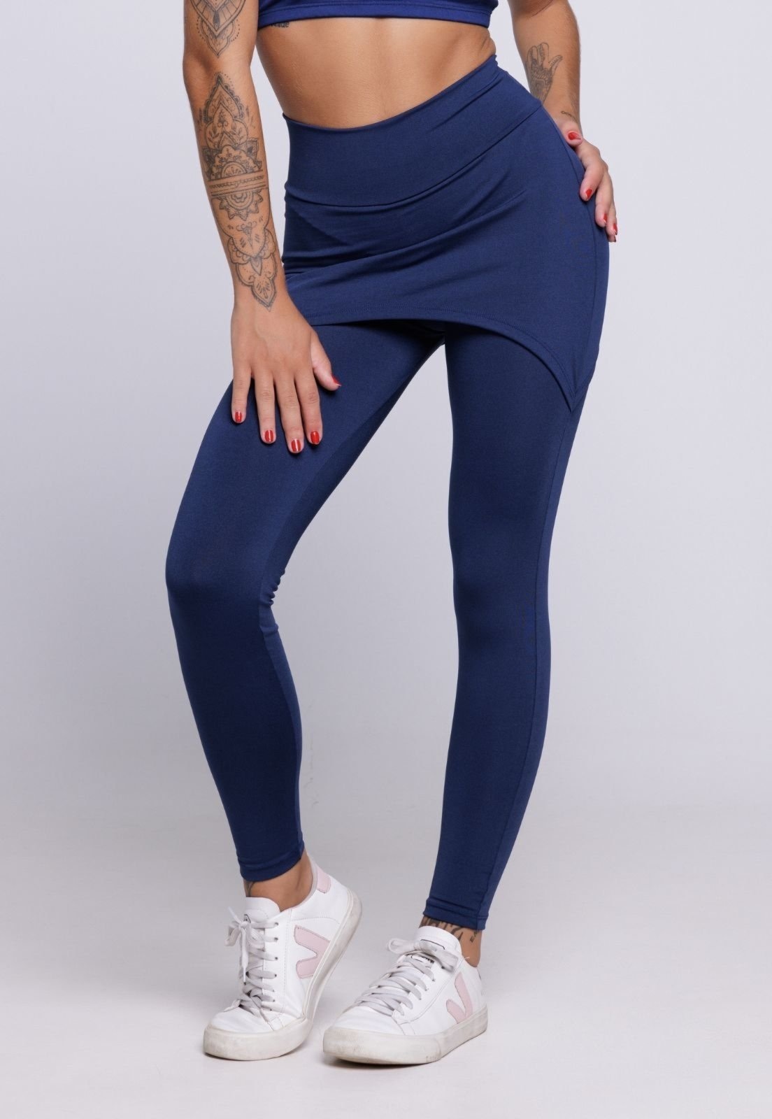 Imagem principal Calça Feminina WLS Modas Fitness Legging Saia Lisa Marinho WLS Modas azul marinho