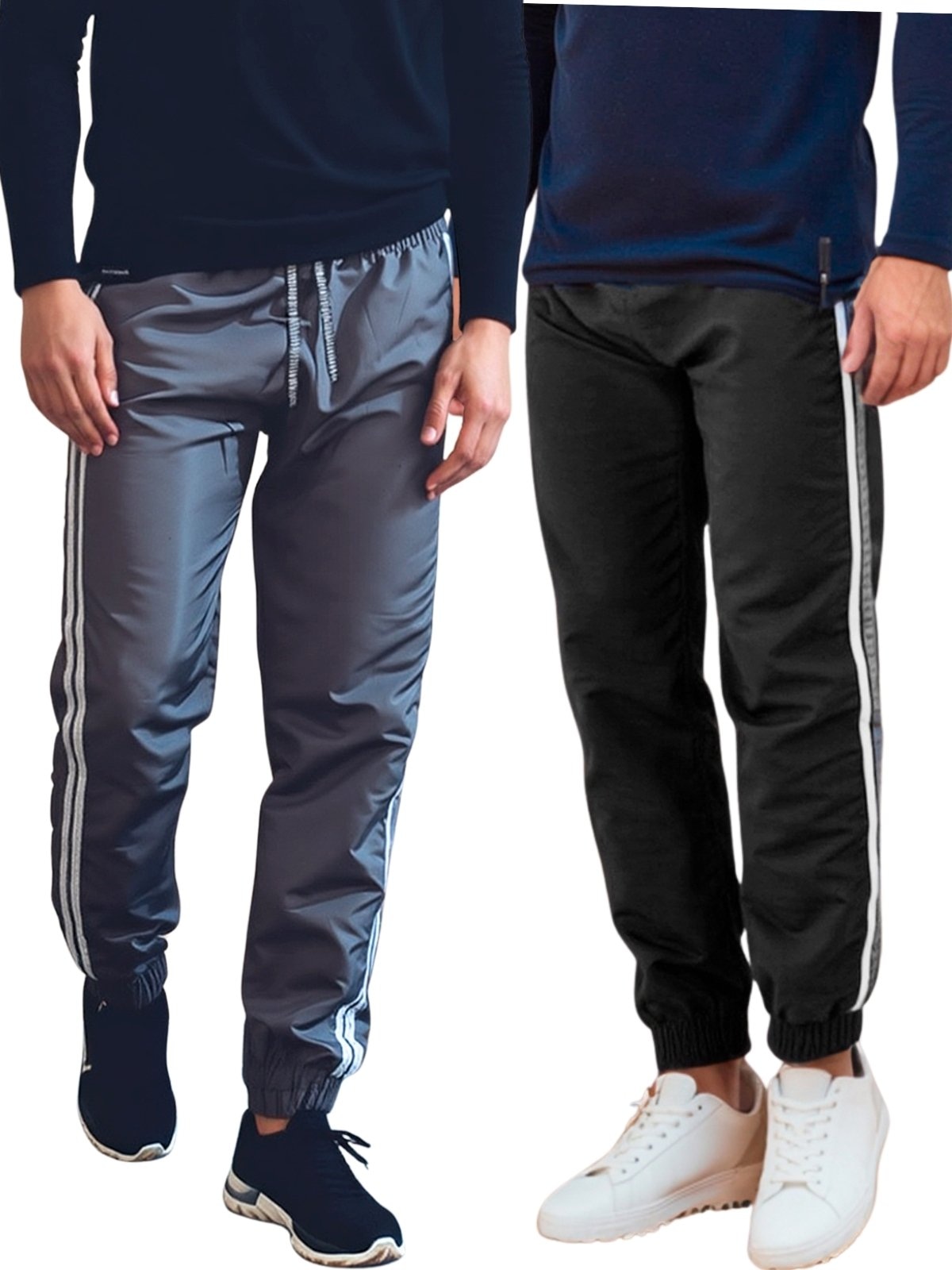 Imagem principal KIT 2 Calça Frents Masculina Jogger Tactel Esporte Treino Confortavél Frent's cinza/grafite/preto