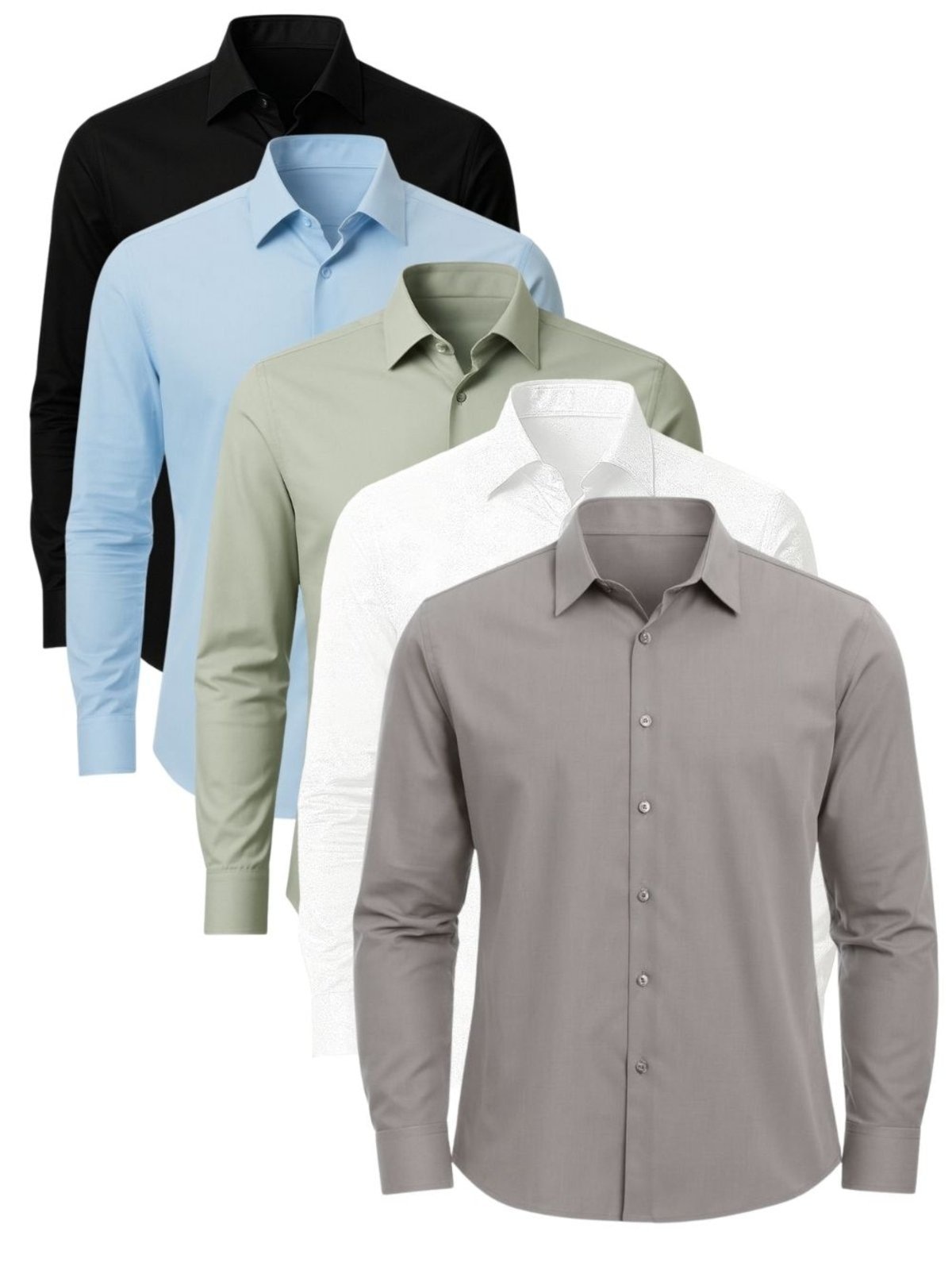 Imagem principal Kit 5 Camisas Sociais Casual Masculina Preta, Branca Cinza e Azul Crocker - 50077 Crocker verde