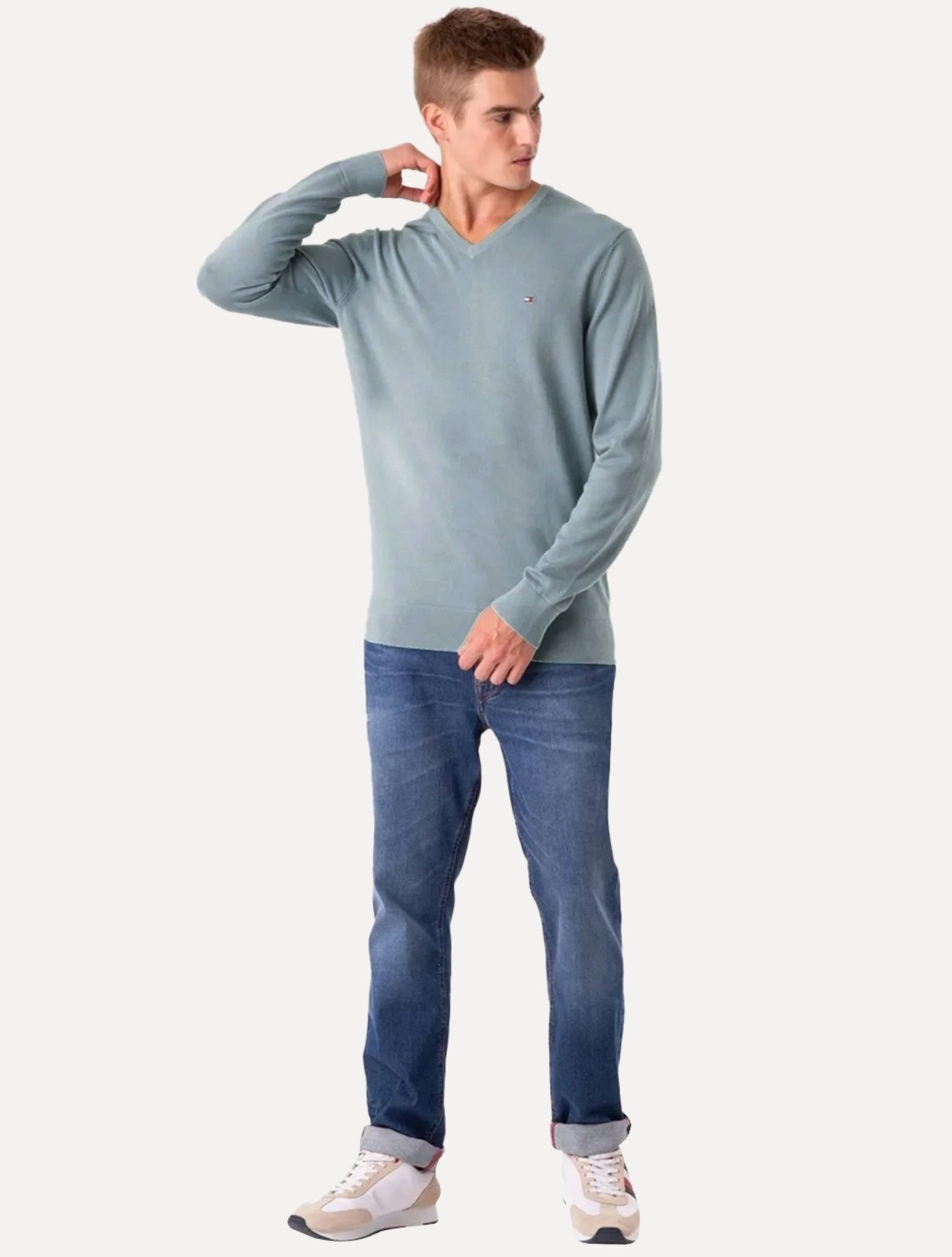 Imagem principal Suéter Tommy Hilfiger Masculino Signature V-Neck Médio Tommy Hilfiger azul