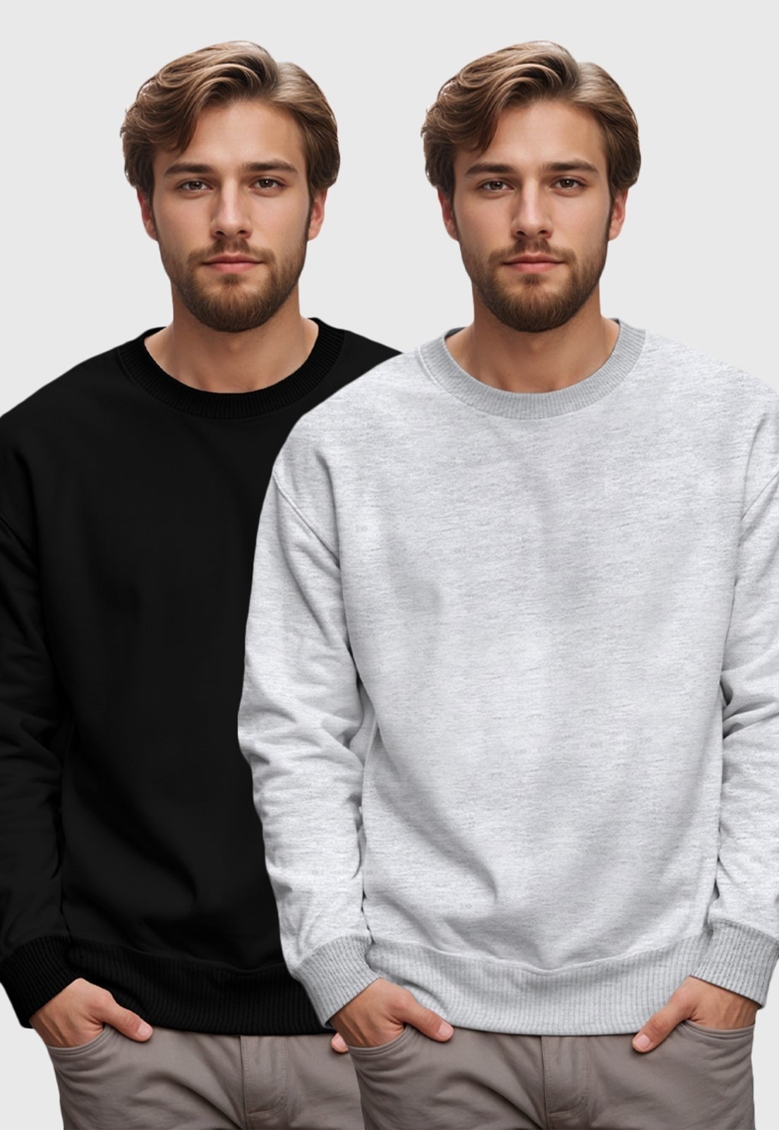 Imagem principal Kit 2 Moletons Masculinos Gola Redonda Benellys Claro Benellys cinza/preto