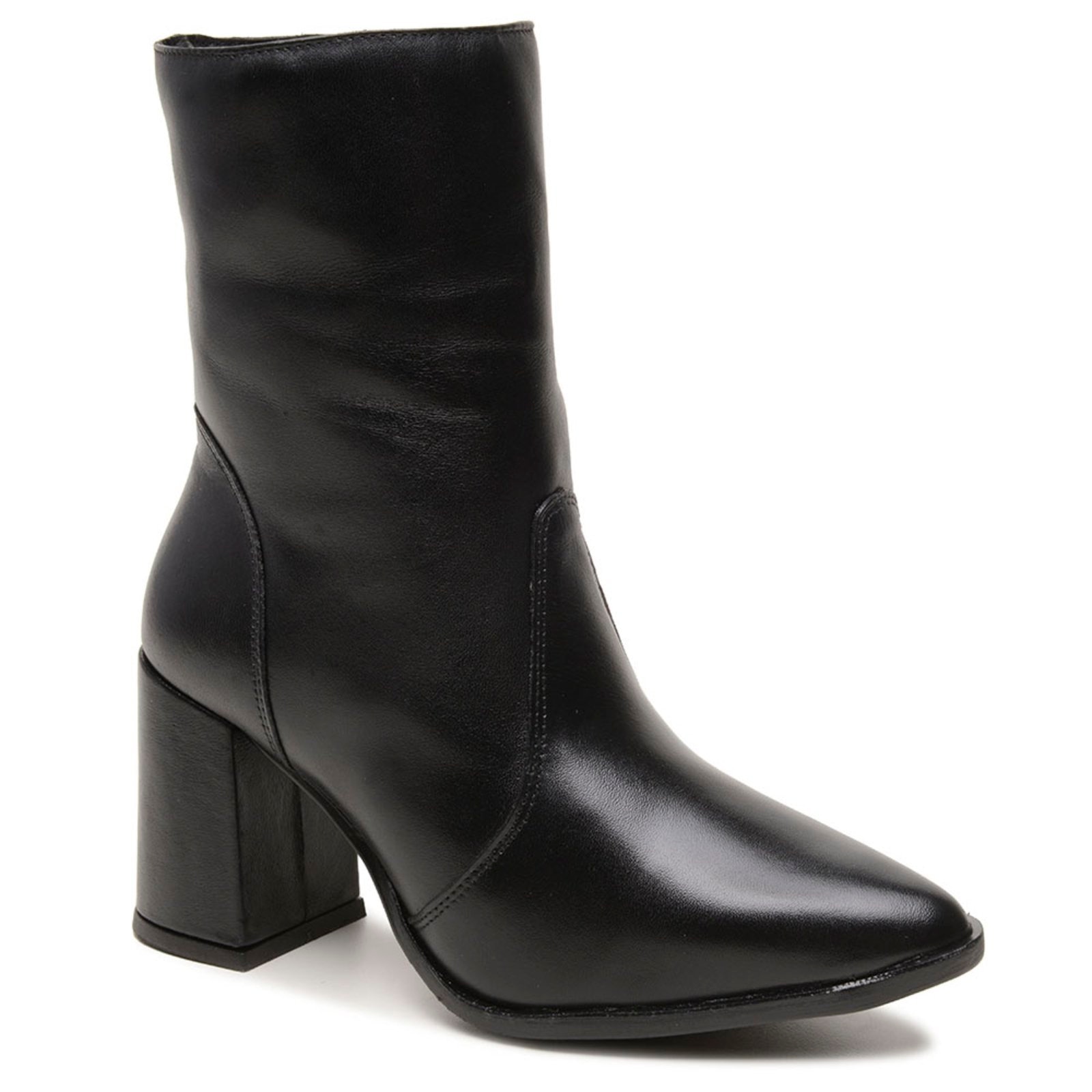 Imagem principal Bota Feminina Cano Meia Altura Canela Couro Legítimo Inverno Brilhante Elegante Linda Estilosa Moda 2025 FRANCA GRIFFE preto