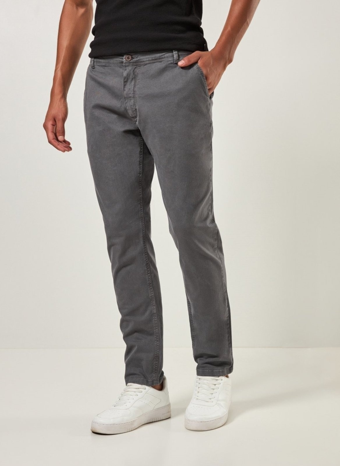 Imagem principal Calça Chino Slim Em Sarja Escuro Youcom cinza