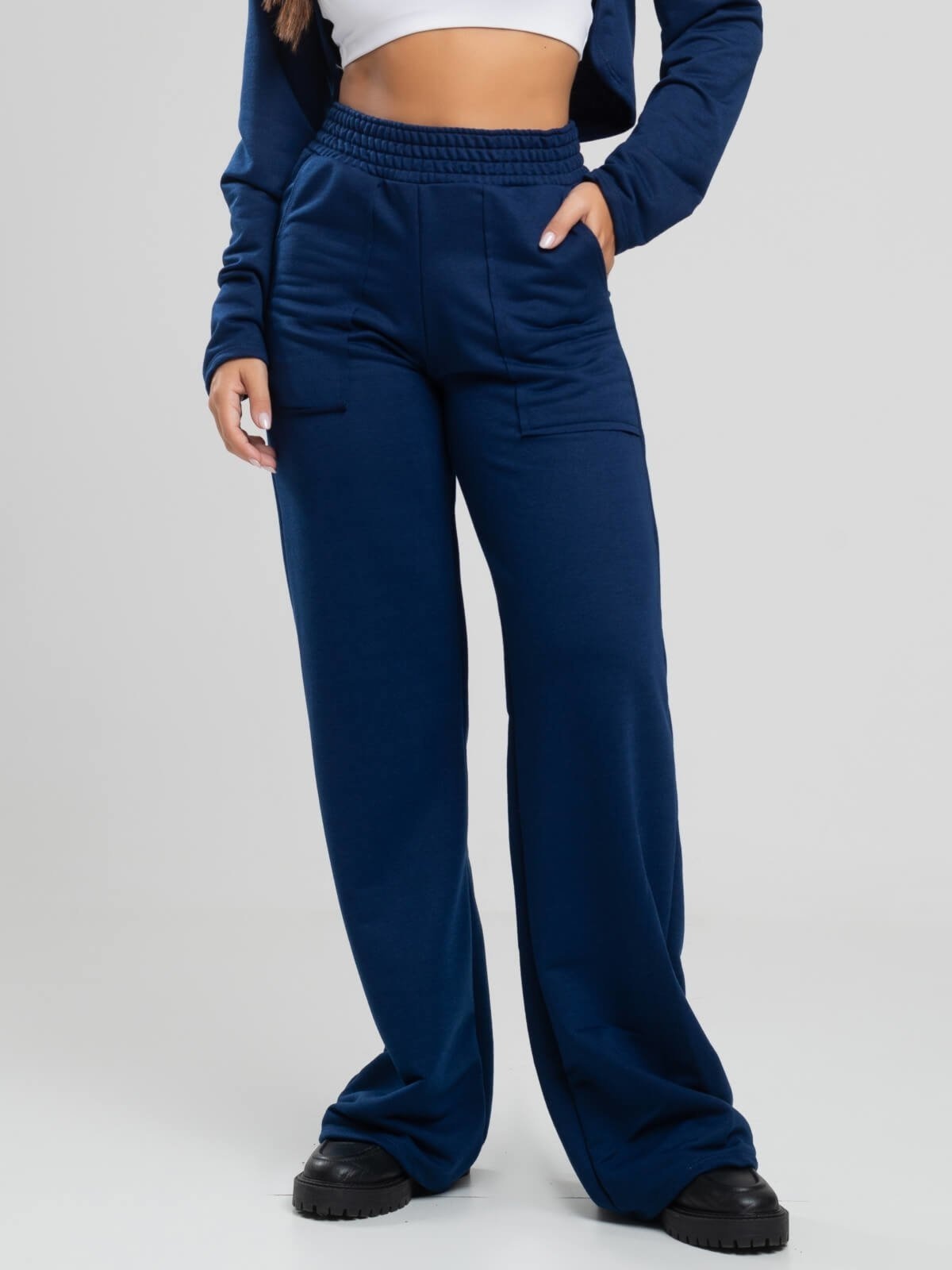 Imagem principal Calça Pantalona Vicbela Cintura Alta Moletinho Wide Leg Marinho Vicbela azul/azul marinho azul