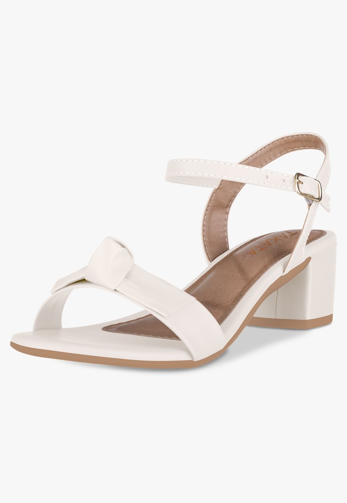 Imagem principal Sandália Feminina Salto Baixo Bloco Grosso Casual Confortável Laço Nó Off White TAKATA BY RAFAEL TAKATA off-white white