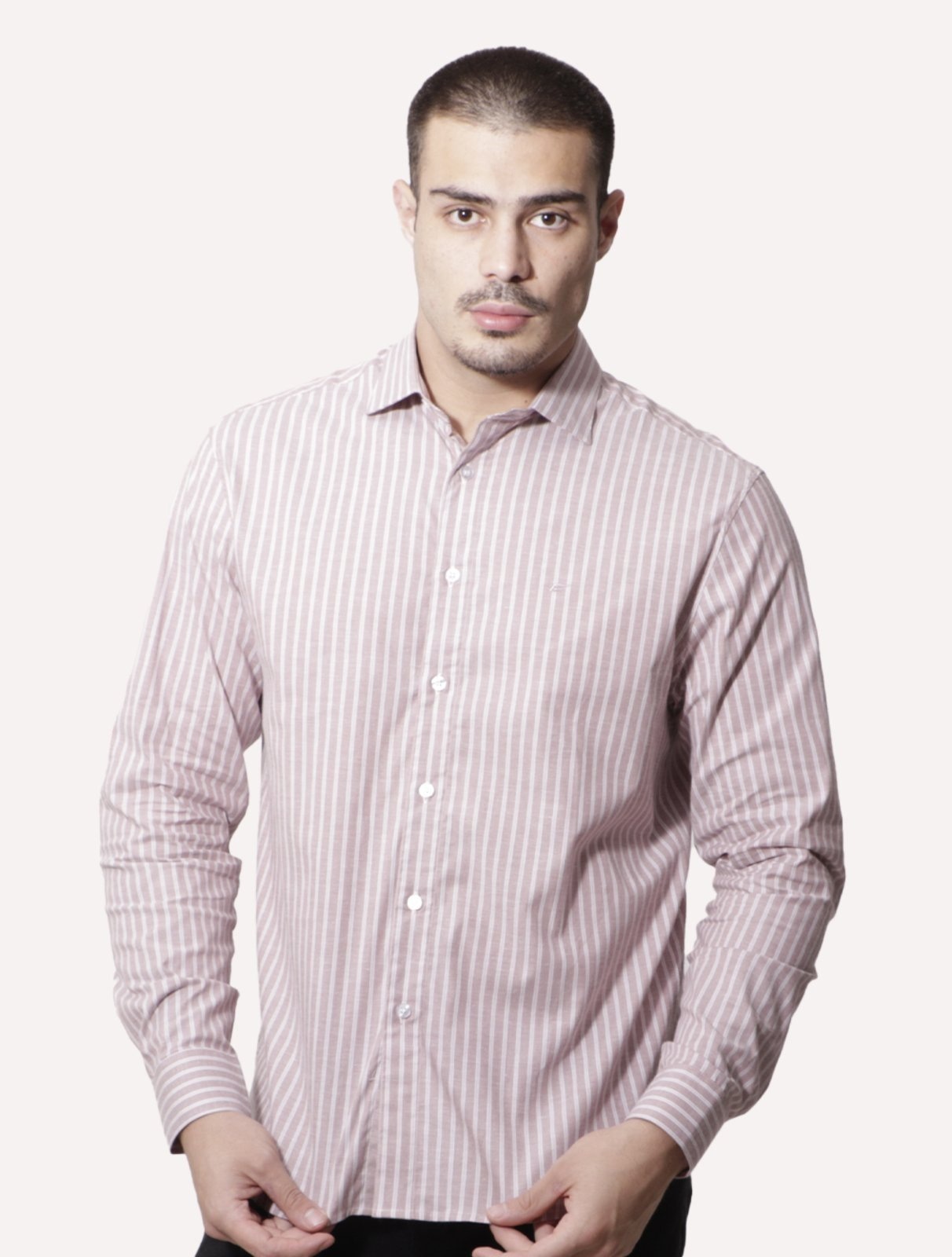 Imagem principal Camisa Ellus Masculina Tricoline Siena Slim Italian Classic Listrada Rosé Ellus rosê rosé