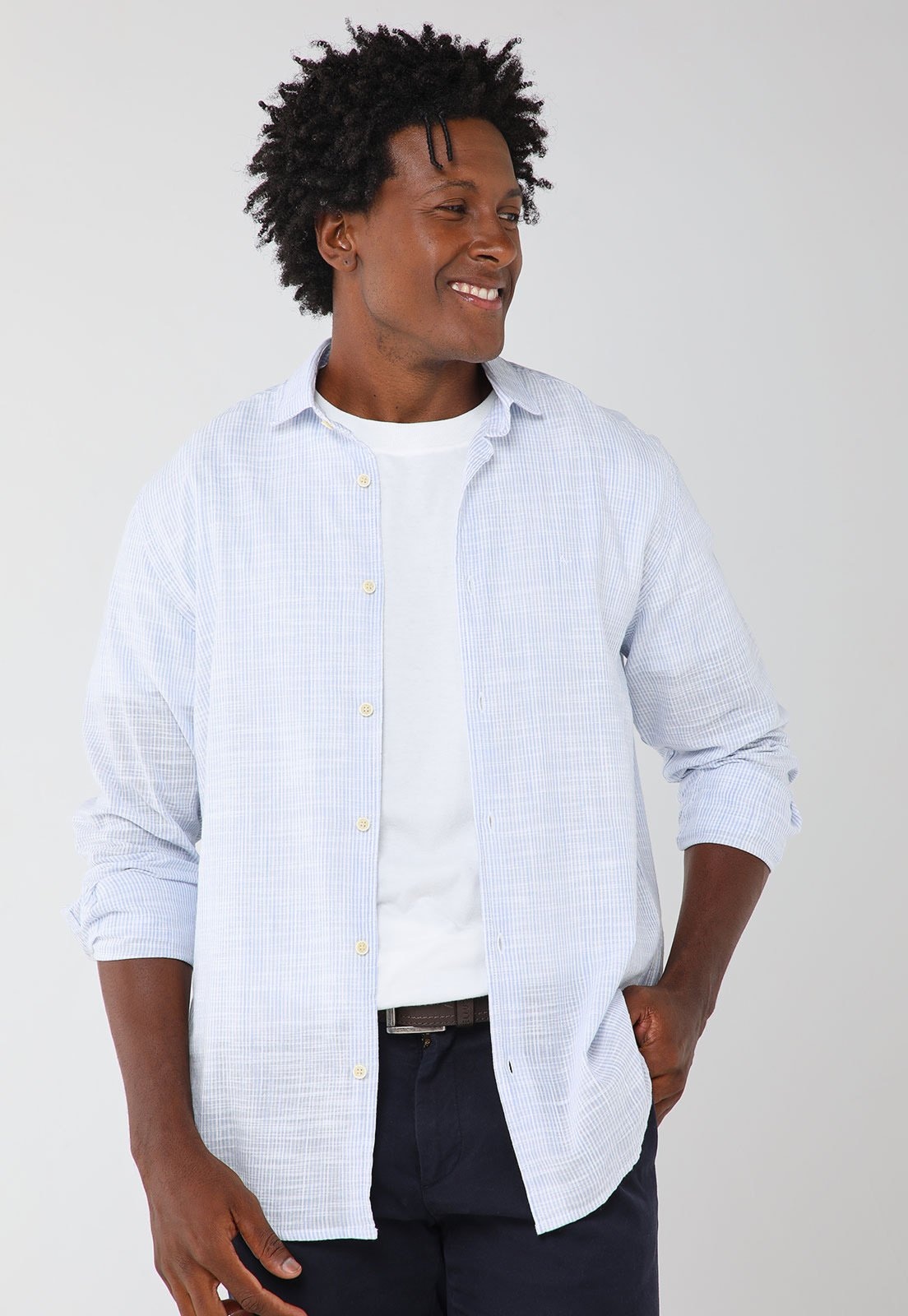 Imagem principal Camisa Masculina Aramis Manga Longa Listrada Aramis azul