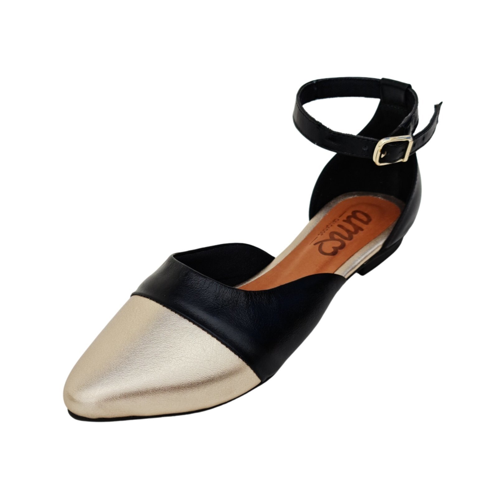 Imagem principal Sapatilha em Couro Amo Calçados Anne Preta e Dourada Amo Calçados preto