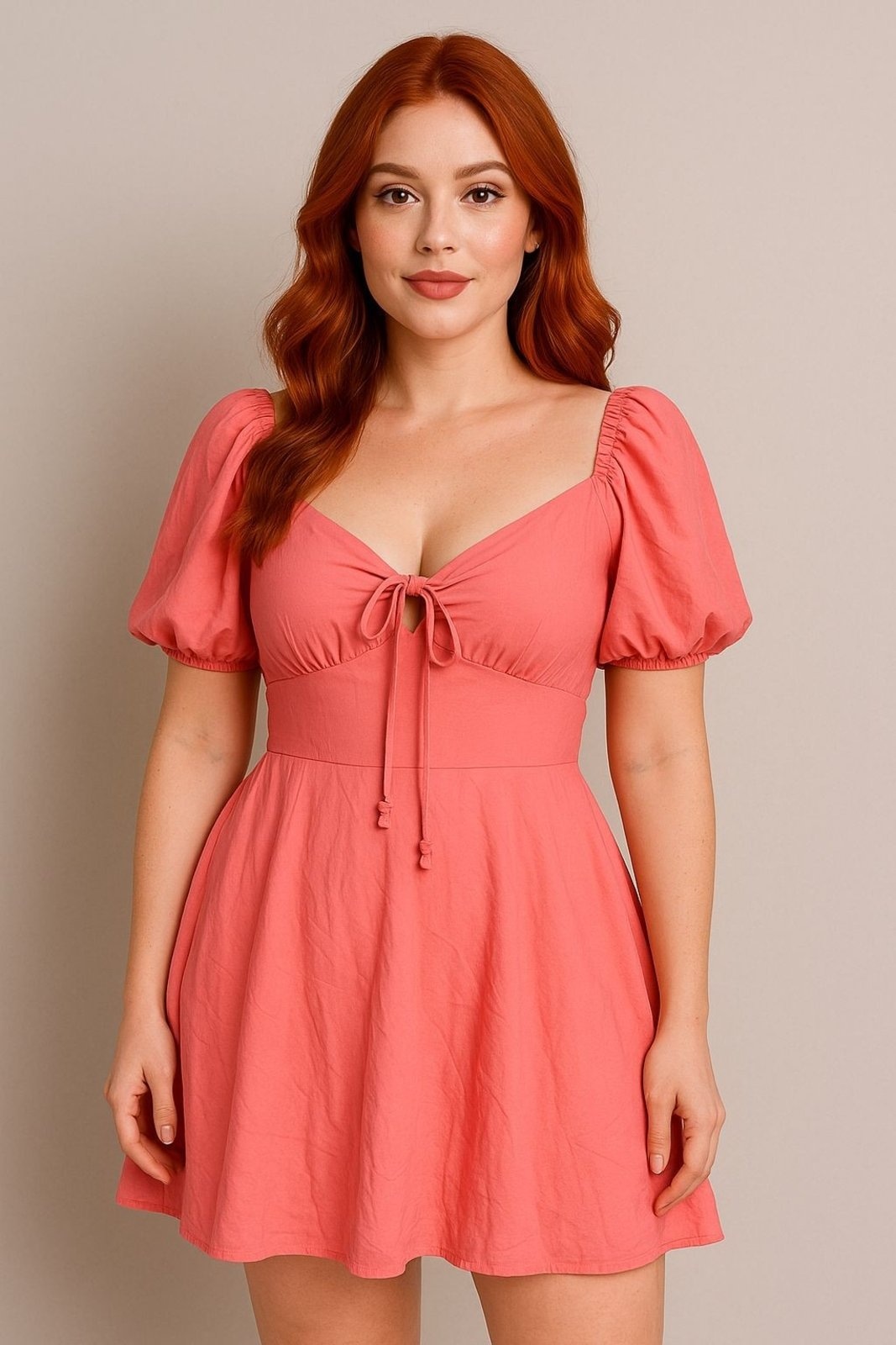 Imagem principal Macaquinho Romântico com Mangas Bufantes Summer Body coral/rosa