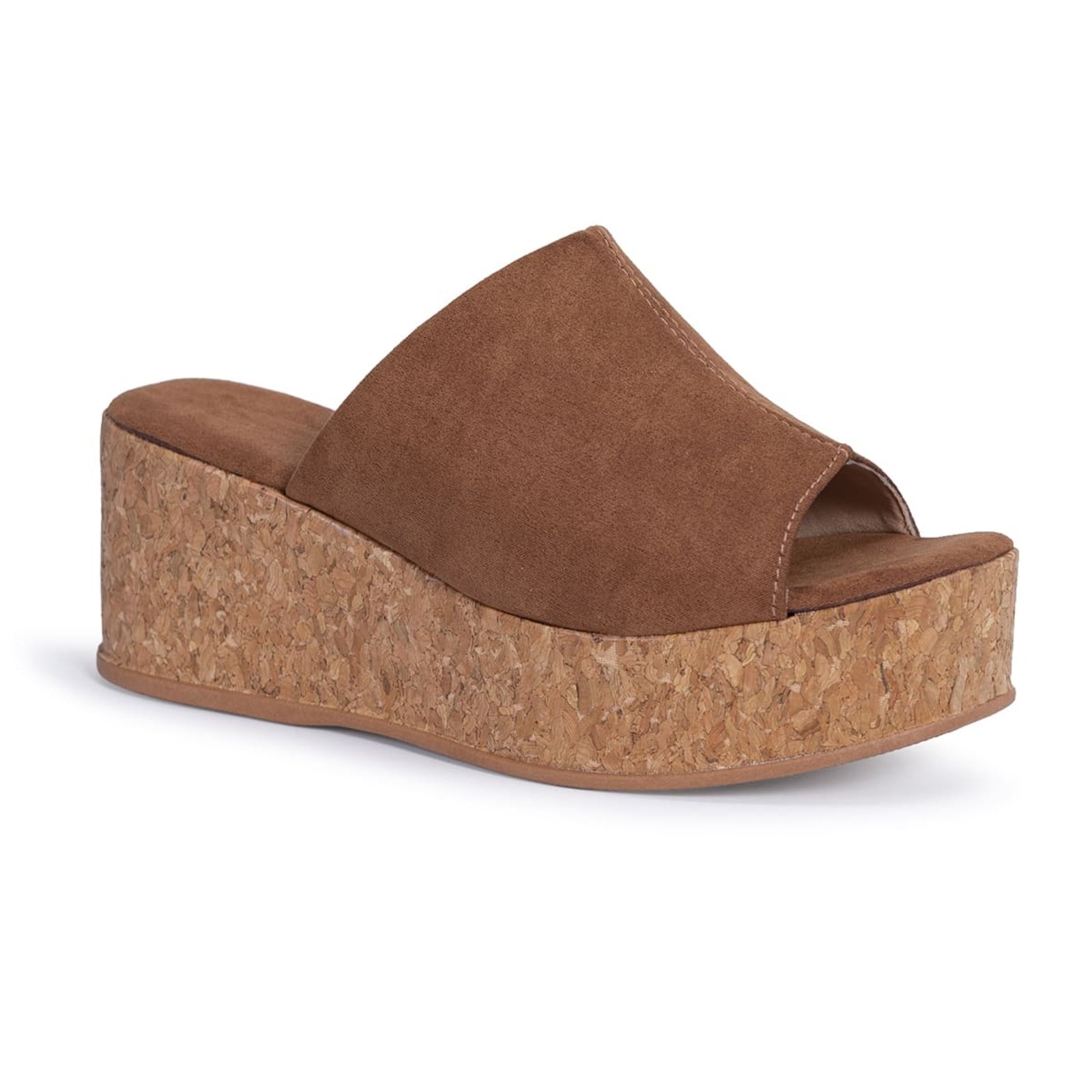 Imagem principal Tamanco Feminino Plataforma Cortiça Rolha Anabela Confortável Via Angel 10302 VIA ANGEL caramelo