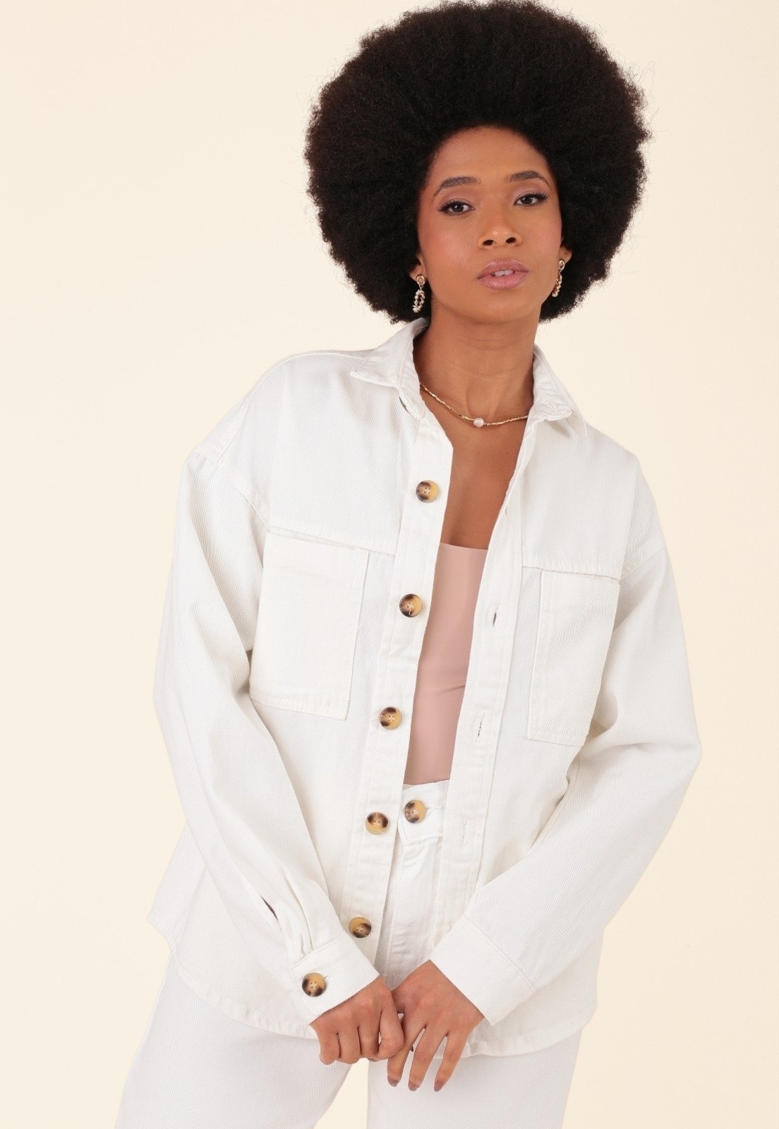 Imagem principal Camisa Overshirt Pop Me Em Sarja Manga Longa Off-White Pop Me off-white white