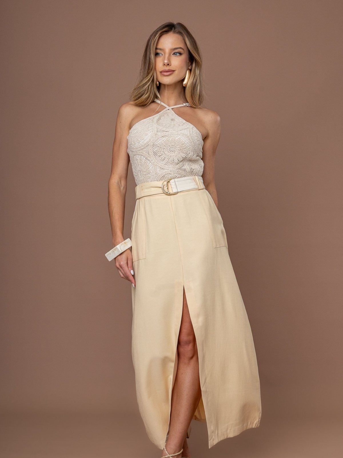 Imagem principal Saia Clubsoda longa alfaitaria Clubsoda bege