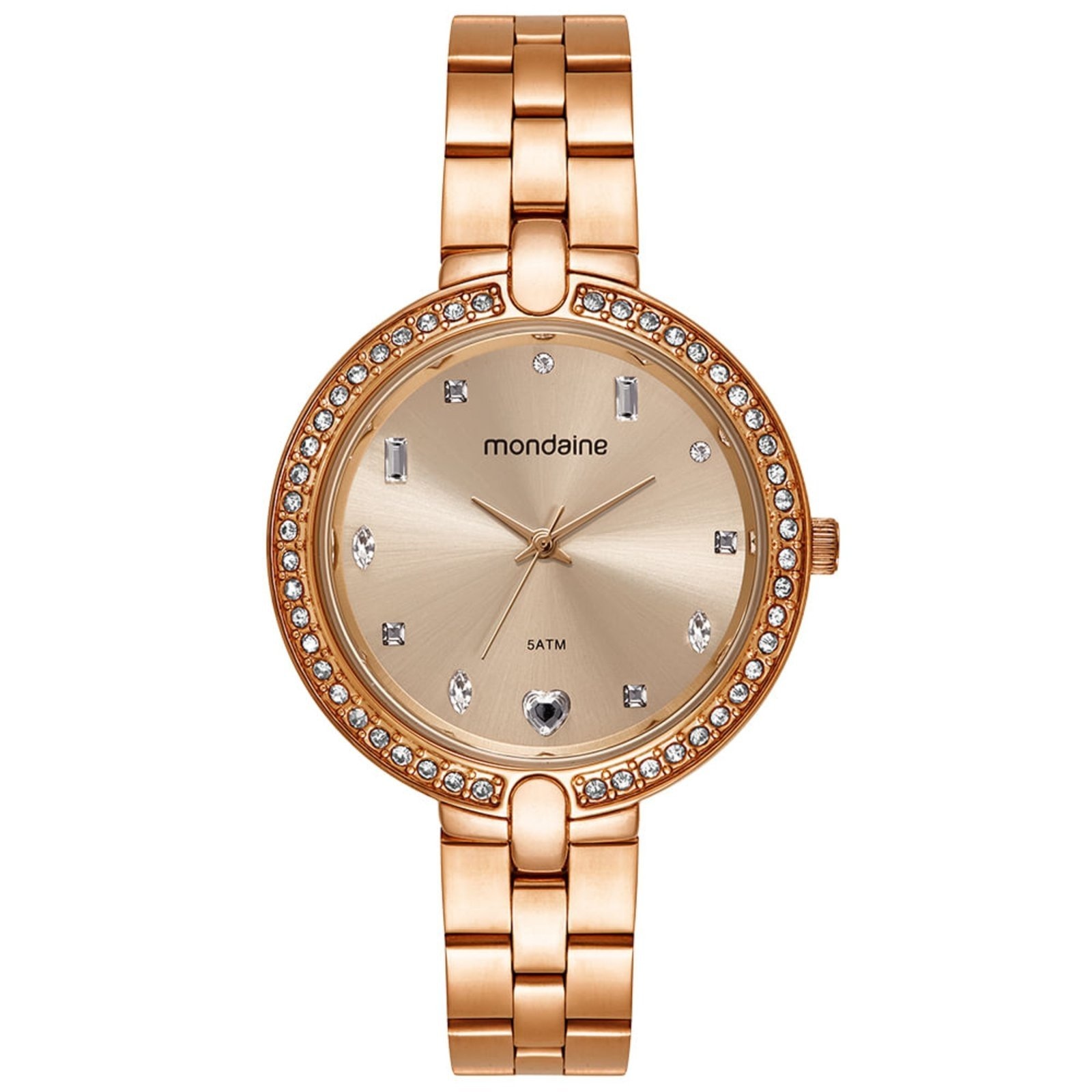 Imagem principal Relógio Feminino Mondaine Rose Cristais Pulseira Aço Mondaine rosa rose
