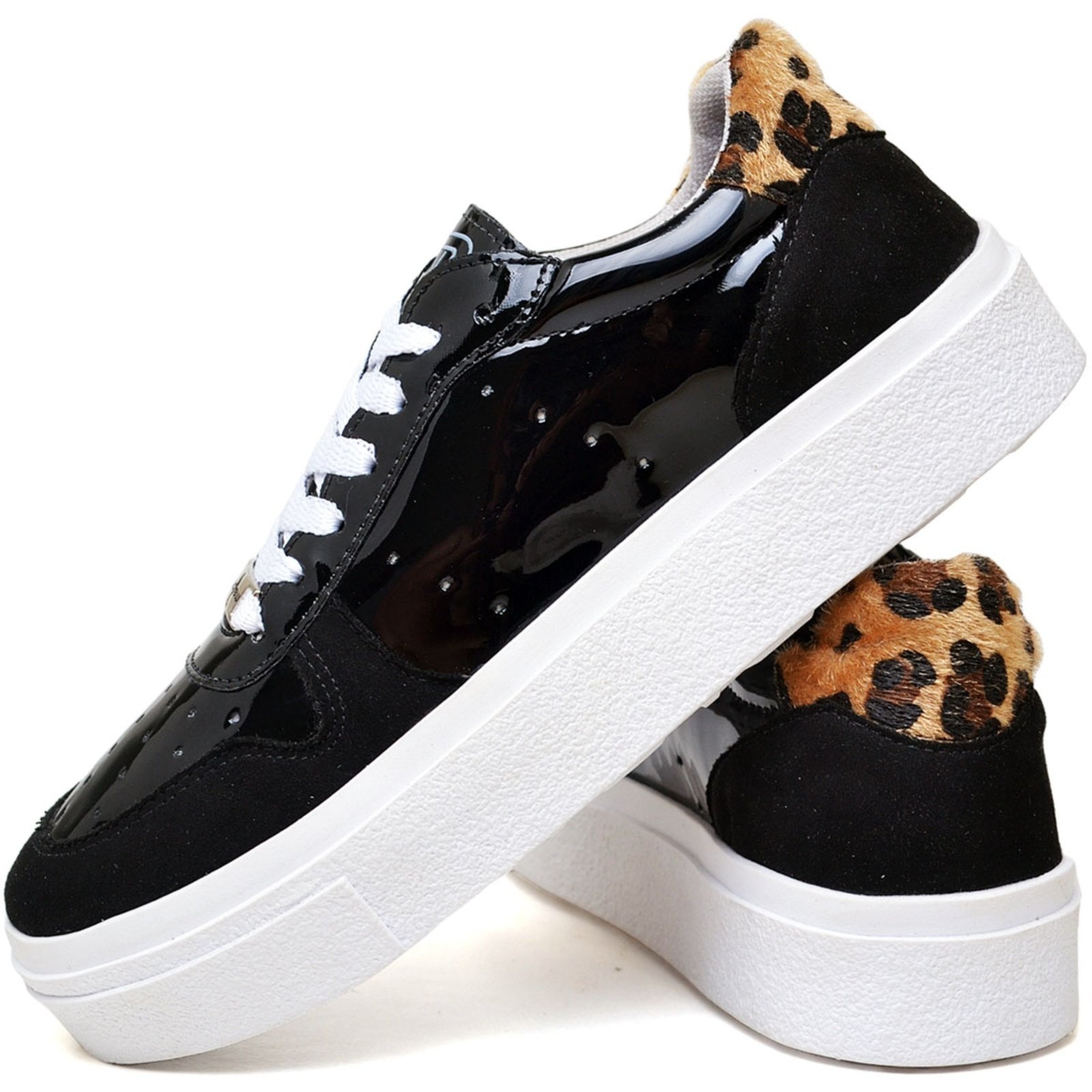 Imagem principal Tênis Feminino Casual Polo Blu Sola Alta em Verniz e Camurça Preto Polo Blu preto blu