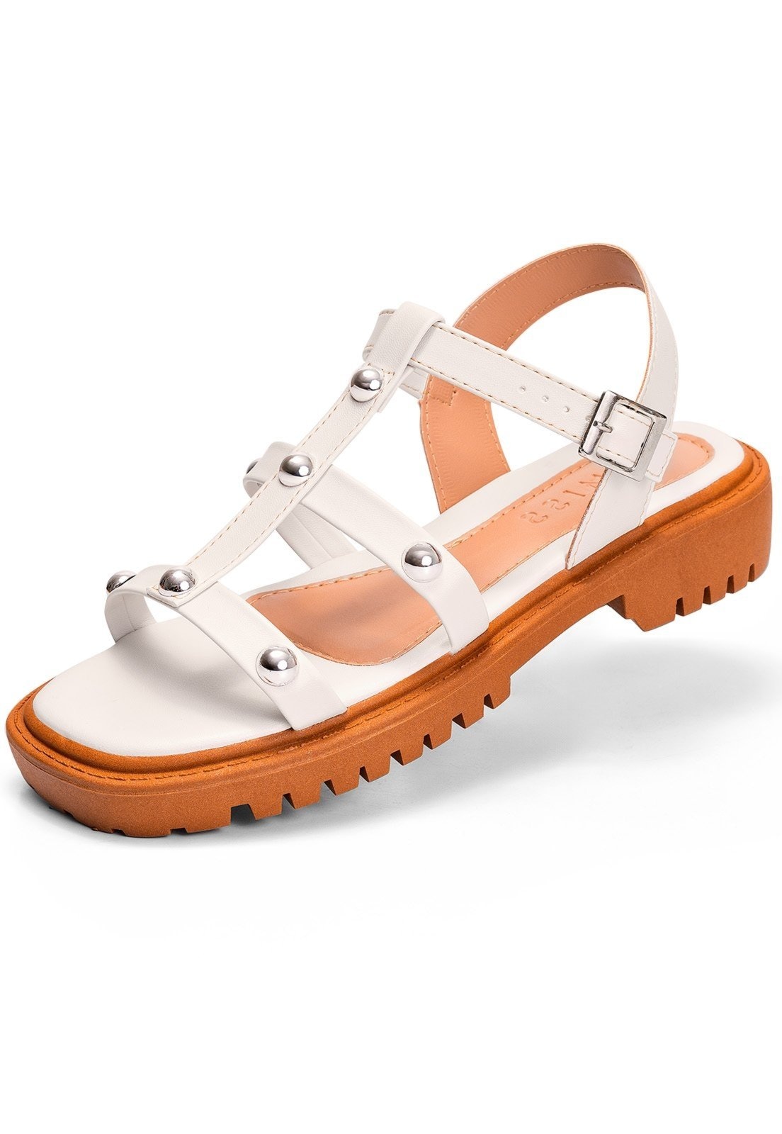 Imagem principal Sandália Feminina Lumiss Flatform Tratorada Fisher Rebite Gladiadora Off White LUMISS off-white white