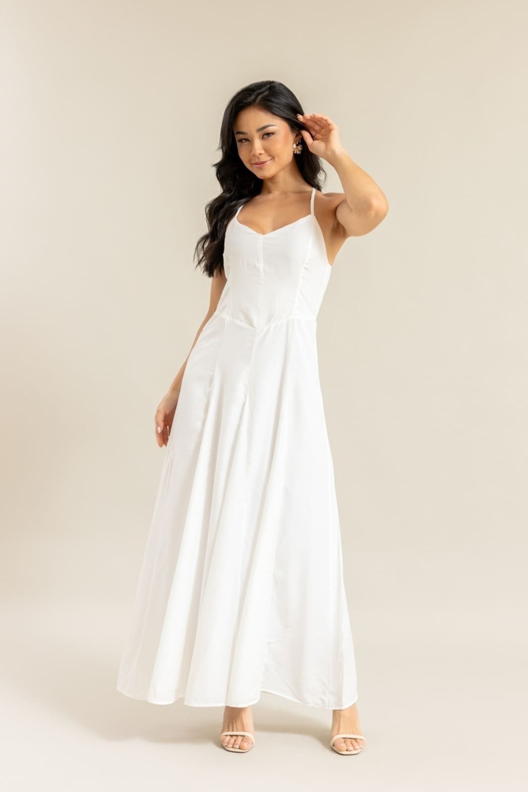 Imagem principal Vestido Cetim Feminino com Alças e Zíper Lemier Collection Off White LEMIER off-white white