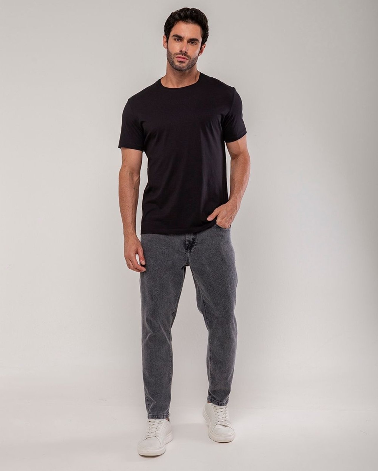 Imagem principal Calça Jeans Slim Fit Masculina Premium Cano Curto 24567 Vintage Consciência cinza