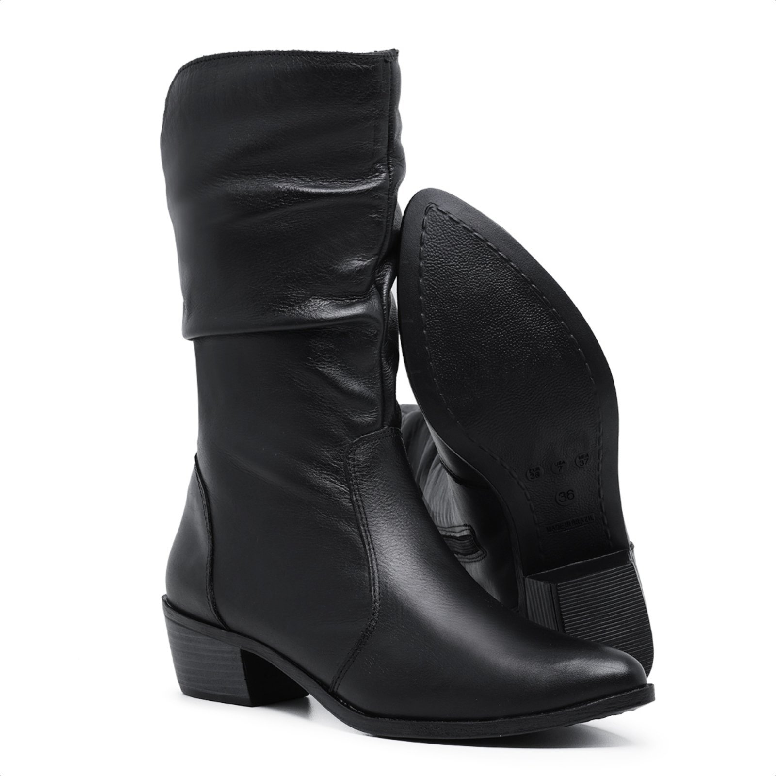 Imagem principal Bota Country Feminina Cano médio em Couro Legítimo com Ziper Lateral Mod.3900 Julia Mister Couros preto