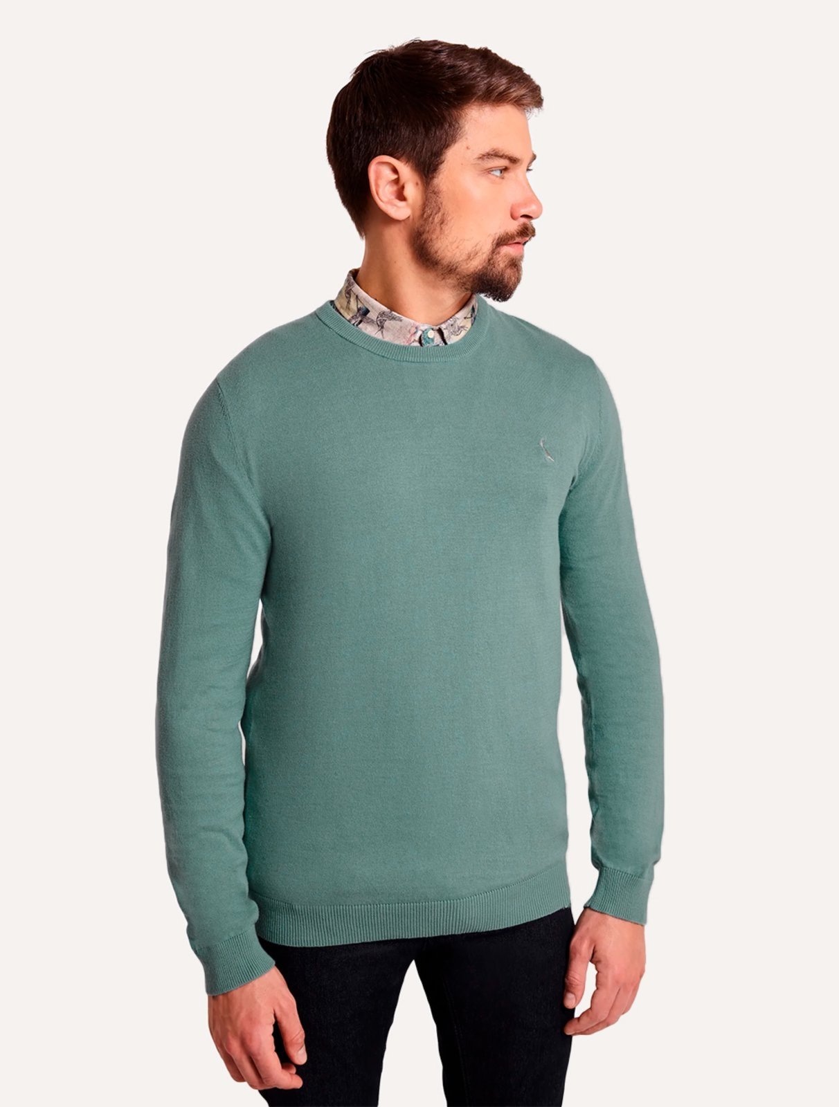 Imagem principal Suéter Reserva Masculino Tricot Basico Gola Careca Turquesa Reserva azul turquesa