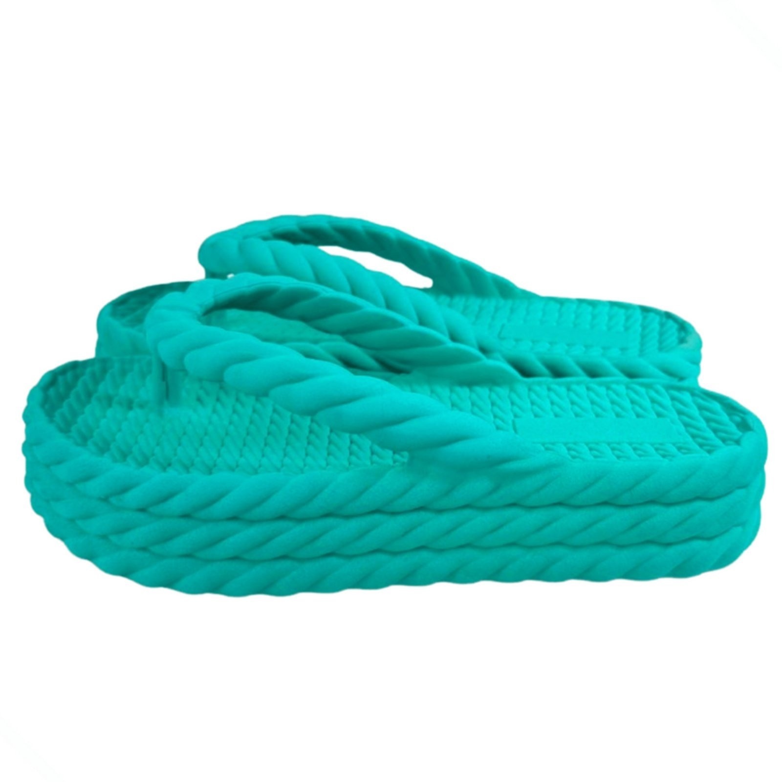 Imagem principal Chinelo Feminino Nuvem Plataforma Trançado Corda De Dedo Moda Casual Premium Claro CARMELO SHOES verde