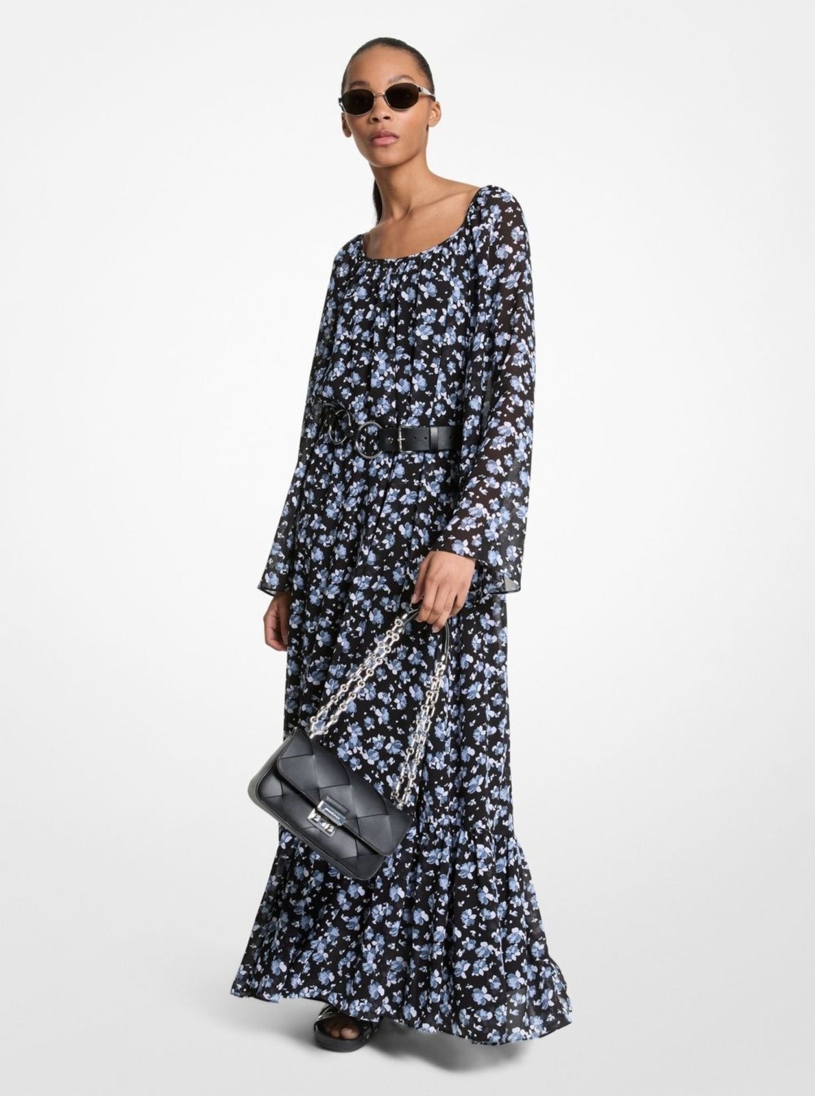 Imagem principal Vestido Longo Floral Ms582qxh82424 Michael Kors azul