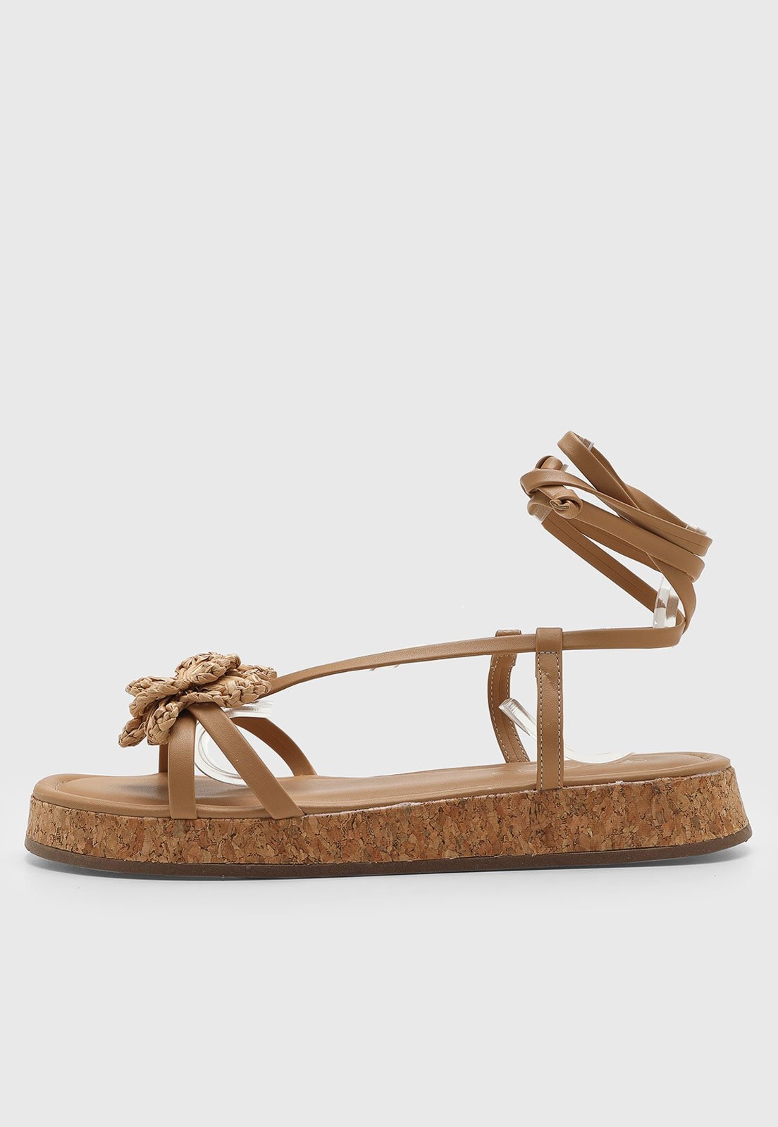 Imagem principal Rasteira Feminina VIA UNO Flor Palha Amarração VIA UNO caramelo