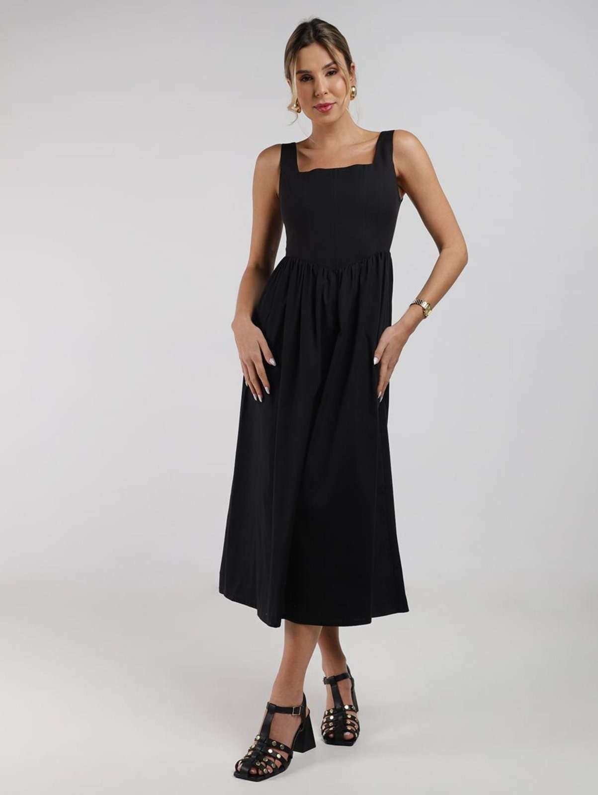 Imagem principal Vestido Midi Corset Autentique Feminina PRETO Autentique unico