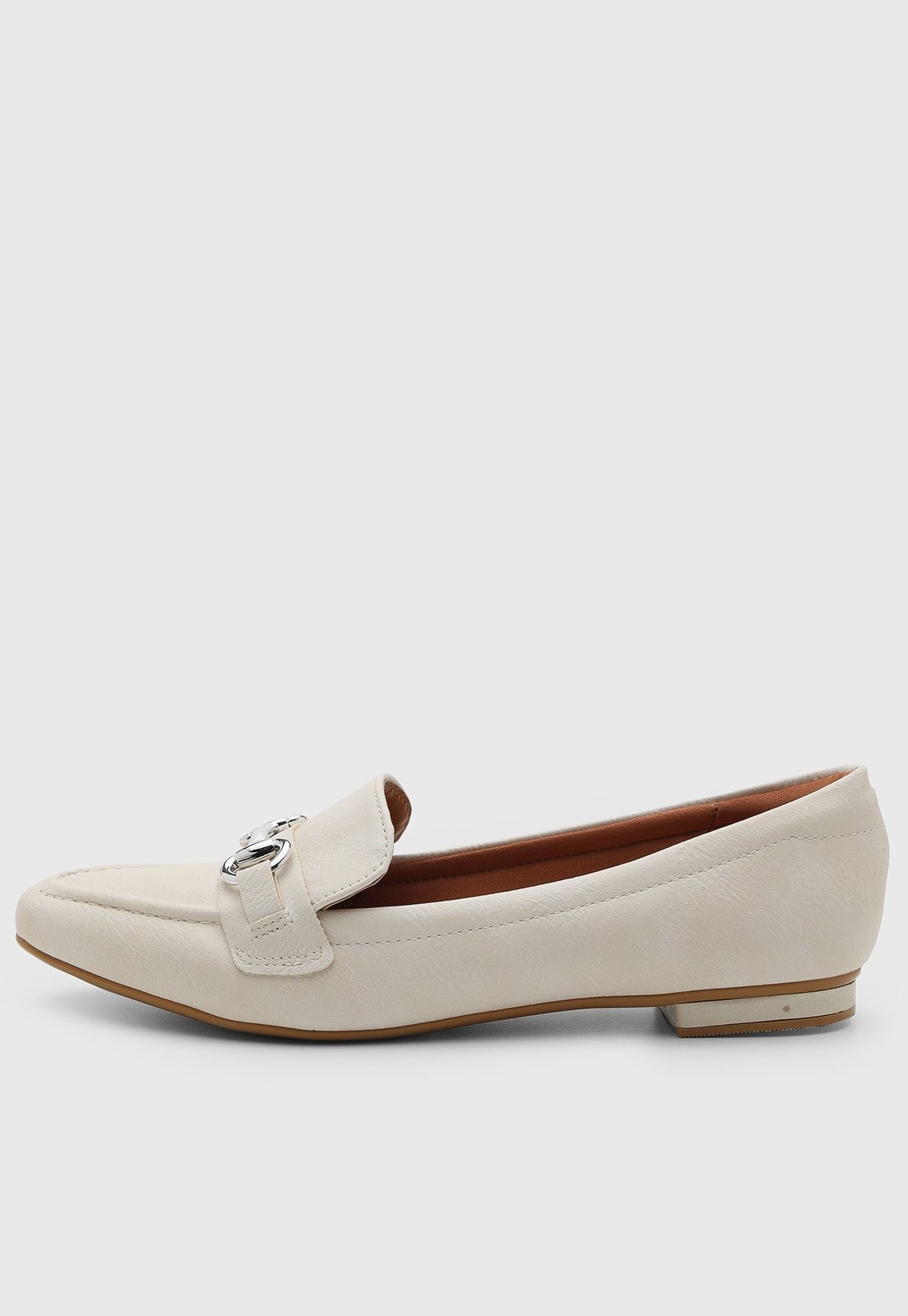 Imagem principal Mocassim Feminino Vizzano Ponta Levemente Afinada Detalhe Metálico Off-White VIZZANO off-white white