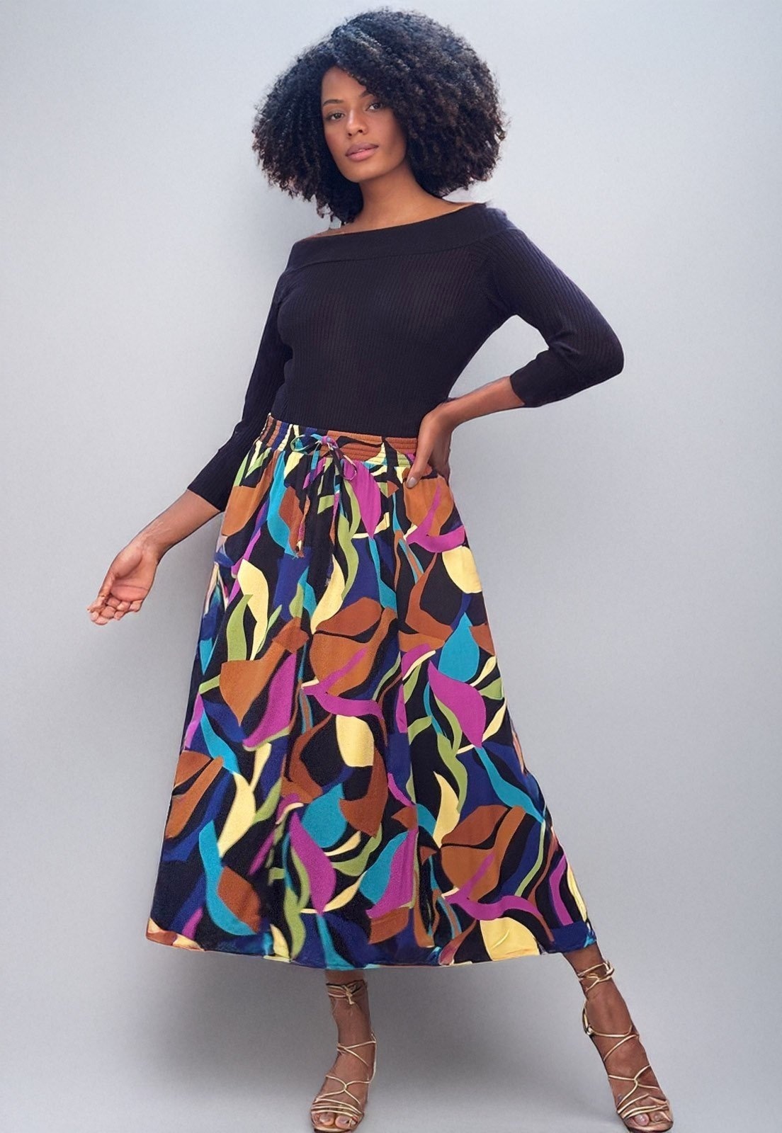 Imagem principal Saia Amazonia Vital Longa Viscose Estampa Aurora Urbana Amazonia Vital estampado/multicolorido/preto